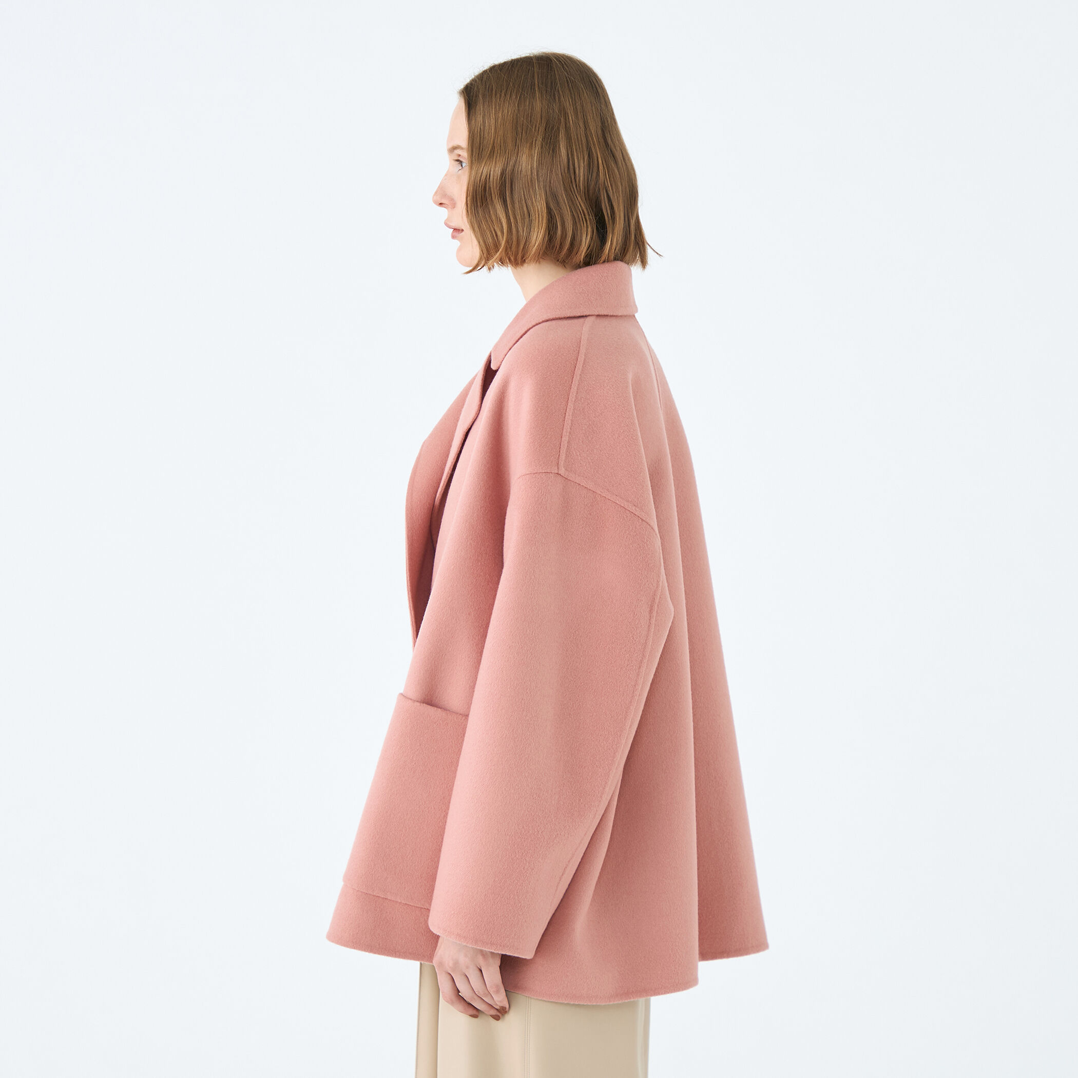 プレミアムウールリバー オープンカラーショートコート