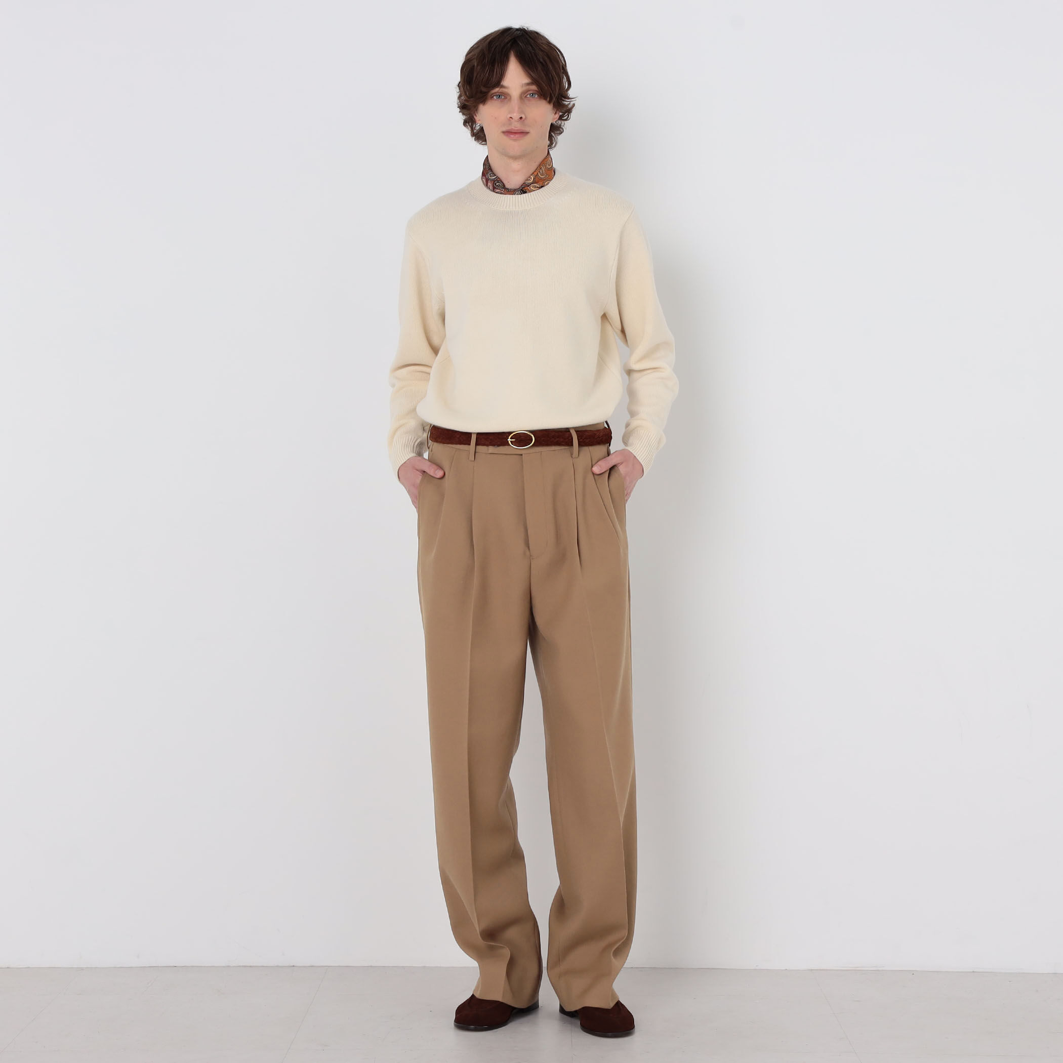ウールツイル 2タックワイドストレートパンツ セットアップ対応
