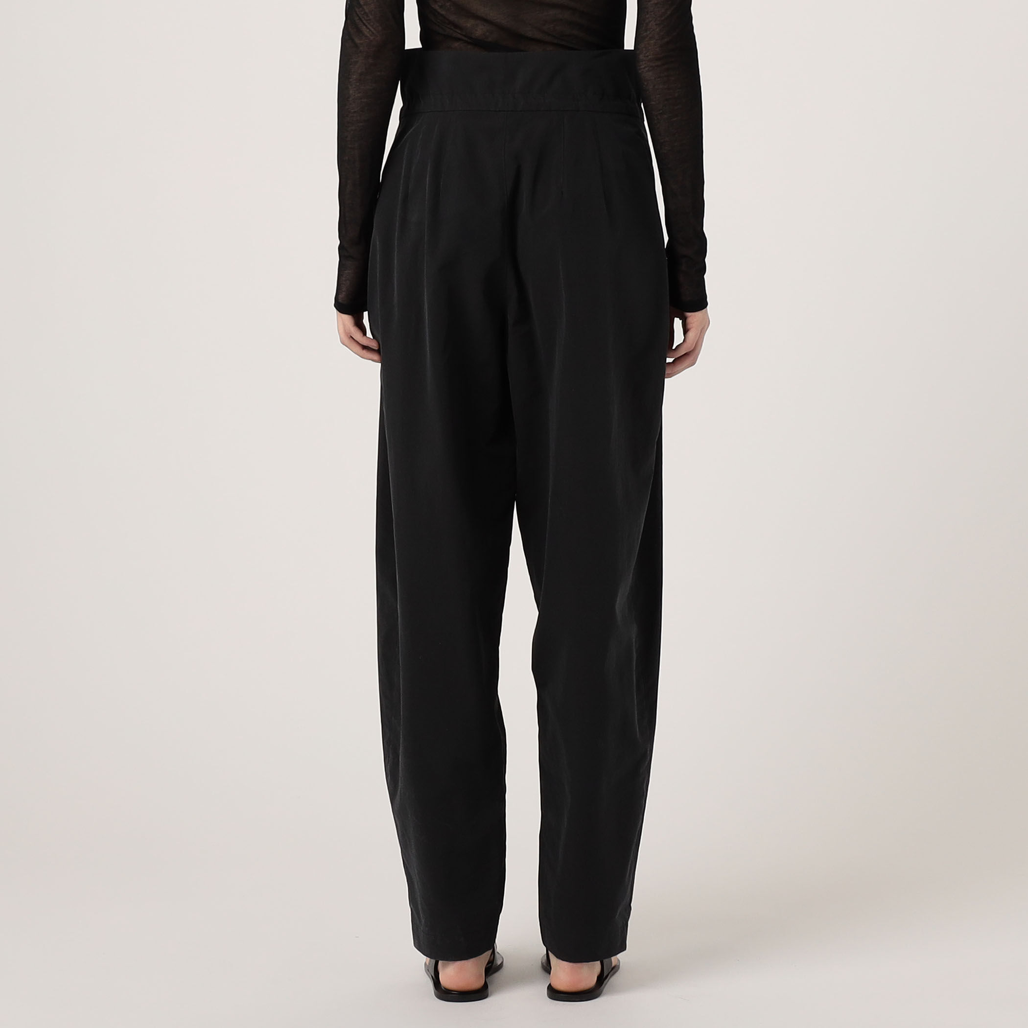 パンツ High Waisted Drawstring Trousers Mame Kurogouchi Split Yarn High Waisted Drawstring Trousers