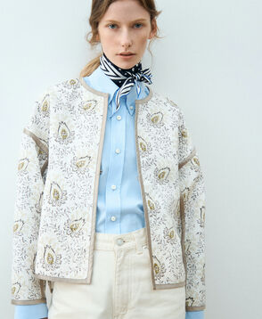 ポリエステルプリント クルーネックブルゾン
