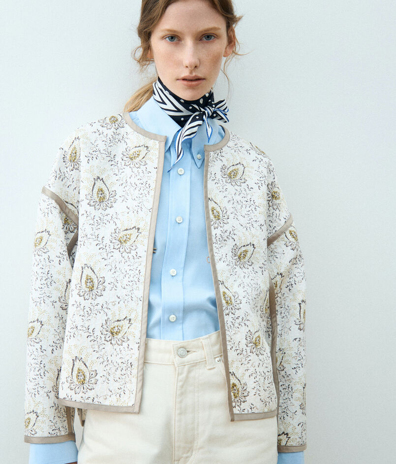 ポリエステルプリント クルーネックブルゾン