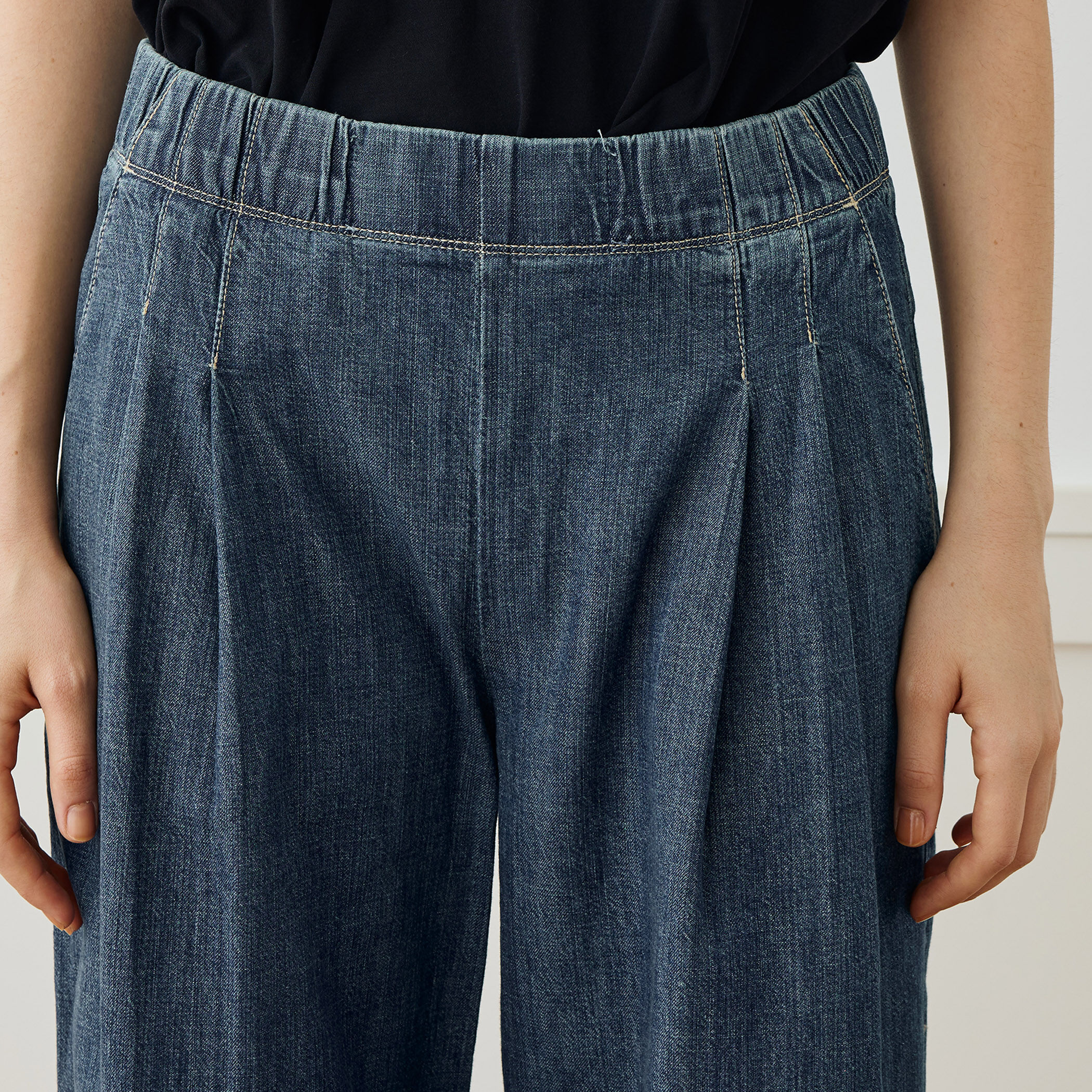 コットンデニム タックワイドパンツ WCID1090｜トゥモローランド 公式通販