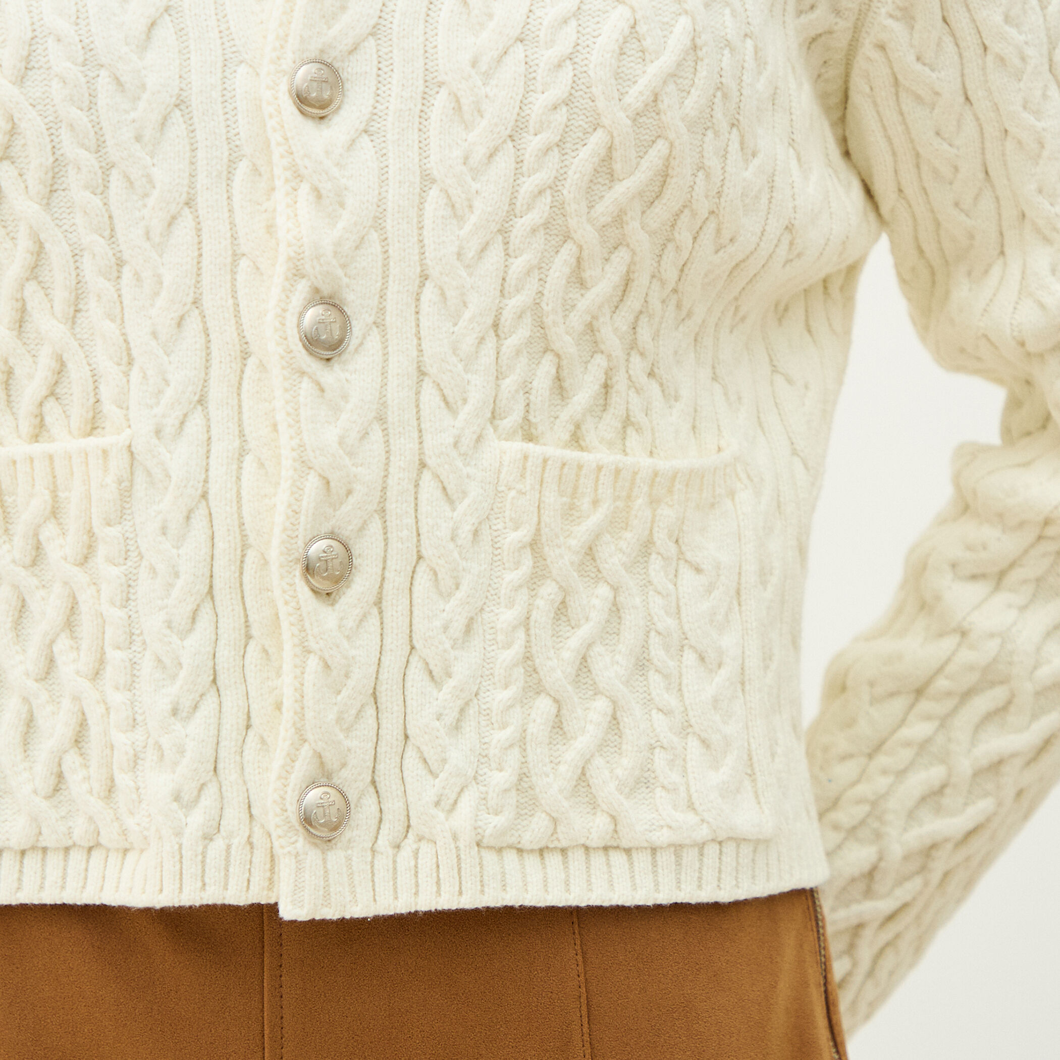 ハイブリットコットンケーブル クルーネックカーディガン