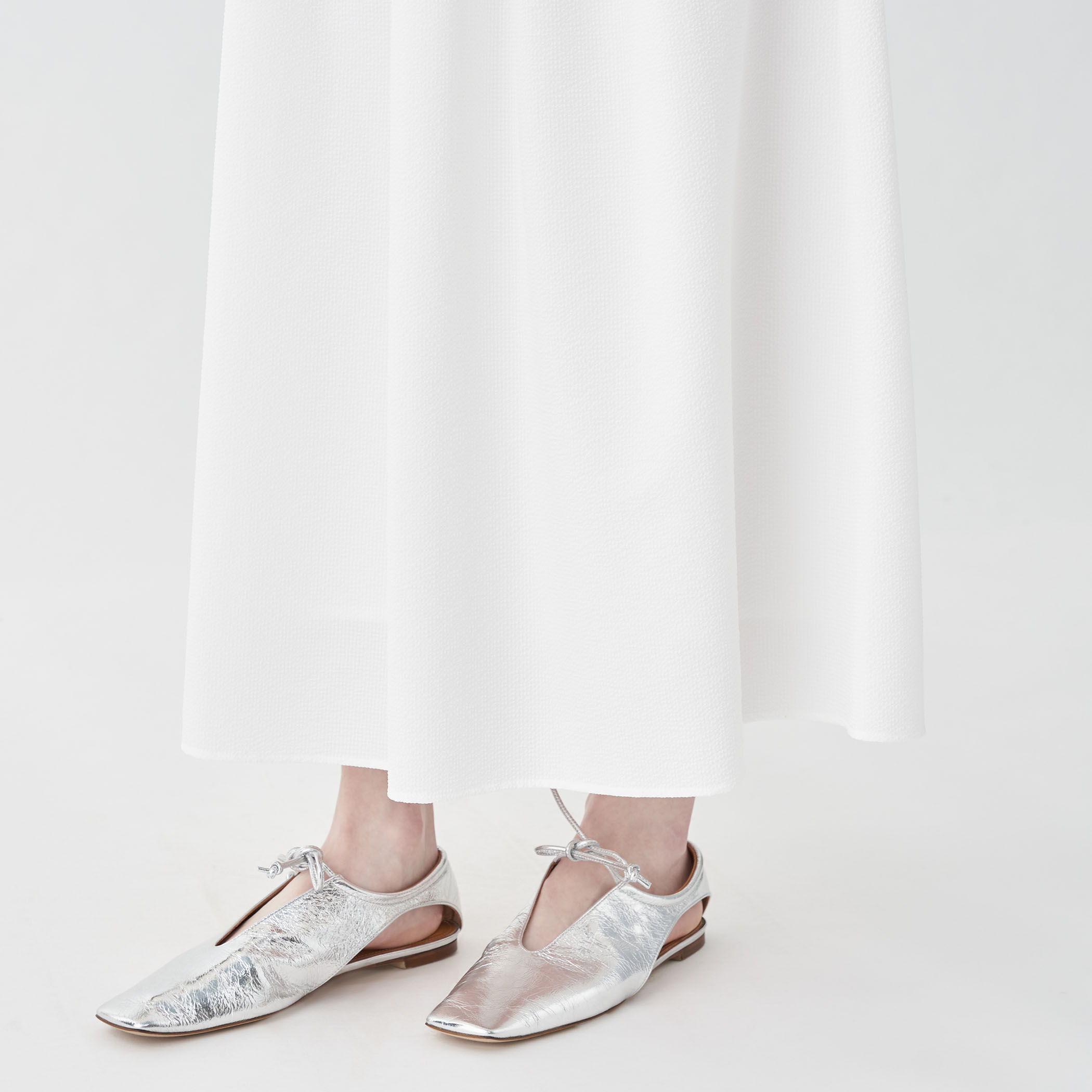 24SS タグ付き✨マカフィー シアーサッカーギャザーロングスカート 黒