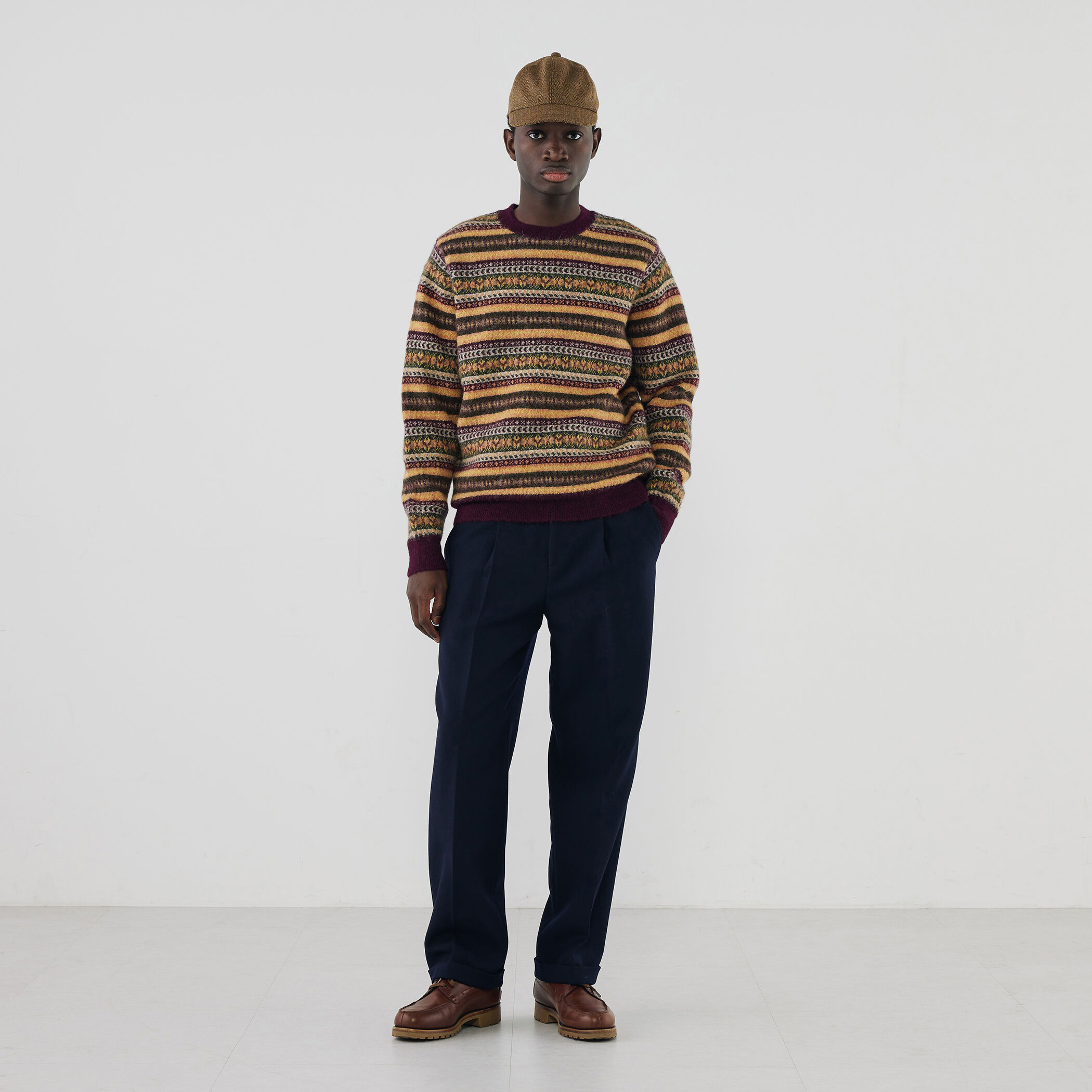 MAISON et VOYAGE ウールツイード ヘリンボーン 6パネルキャップ
