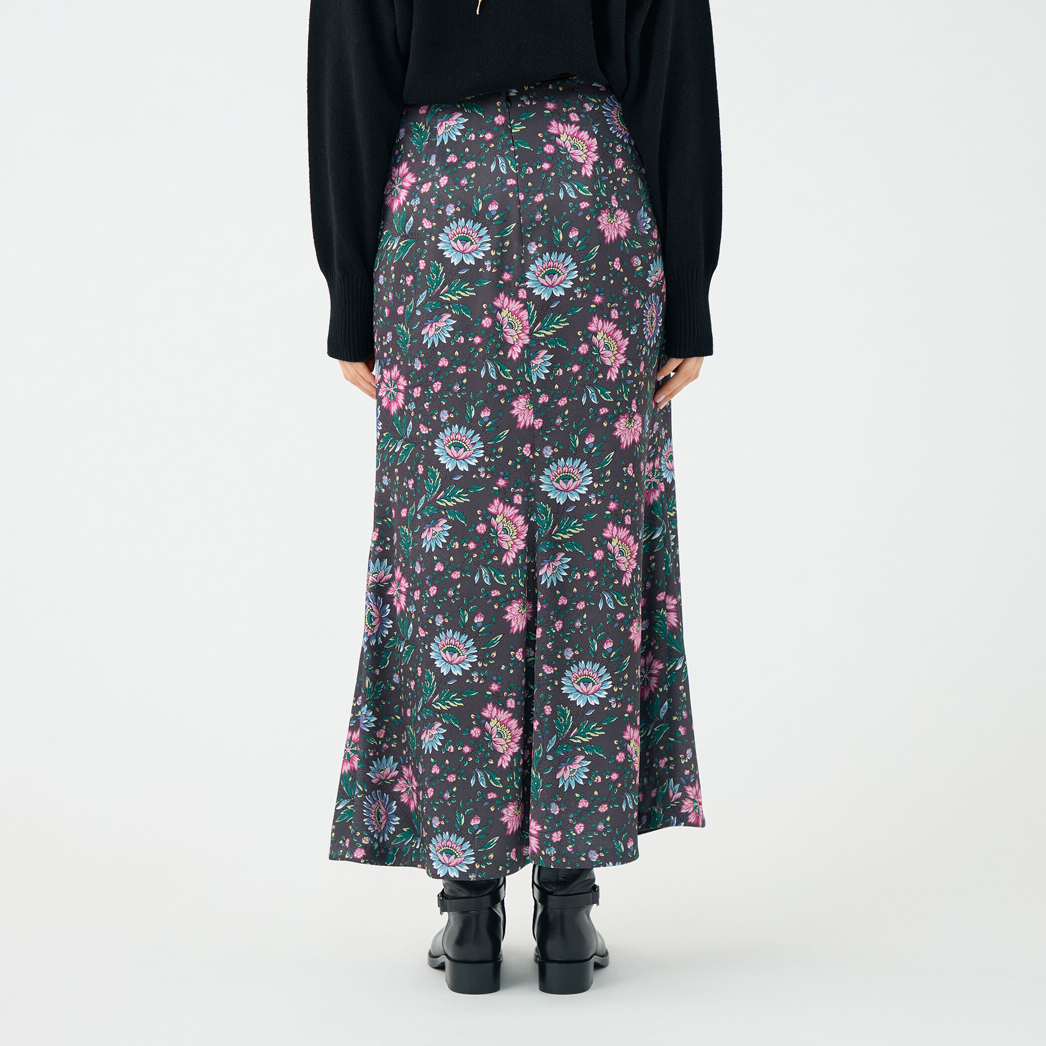 ポリエステルサテンプリント ソフトマーメイドスカート