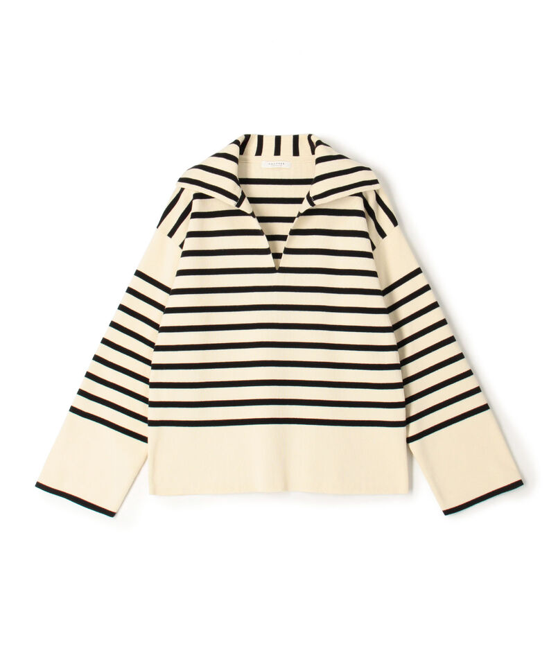 ■【WEB限定】パネルボーダー スキッパープルオーバー