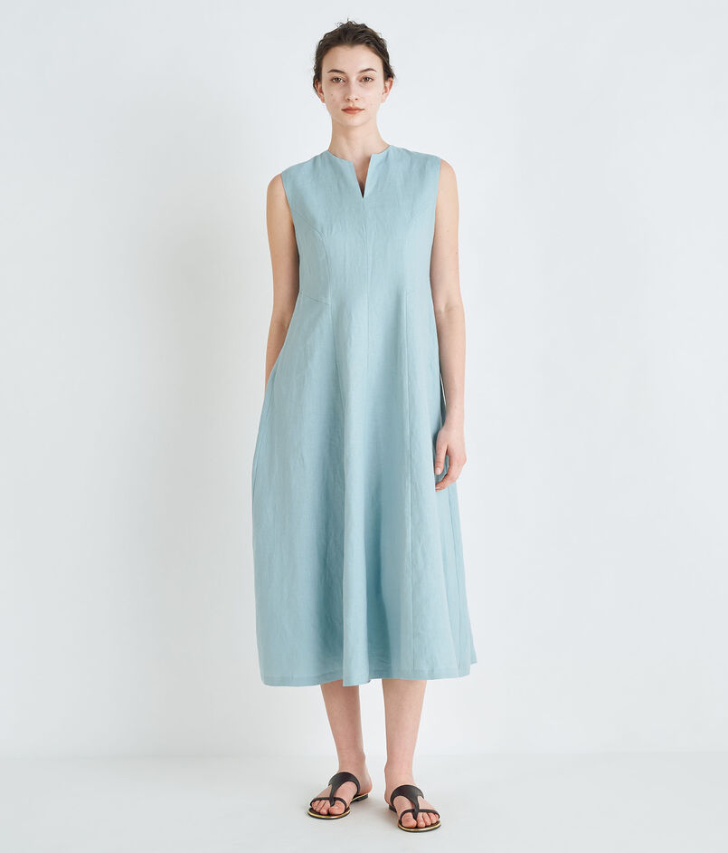 スムースリネン キーネックフレアワンピース｜トゥモローランド 公式通販 