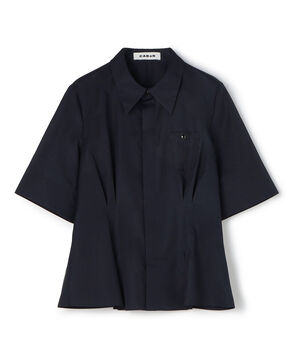 コットンサテン ウエストタックシャツブラウス