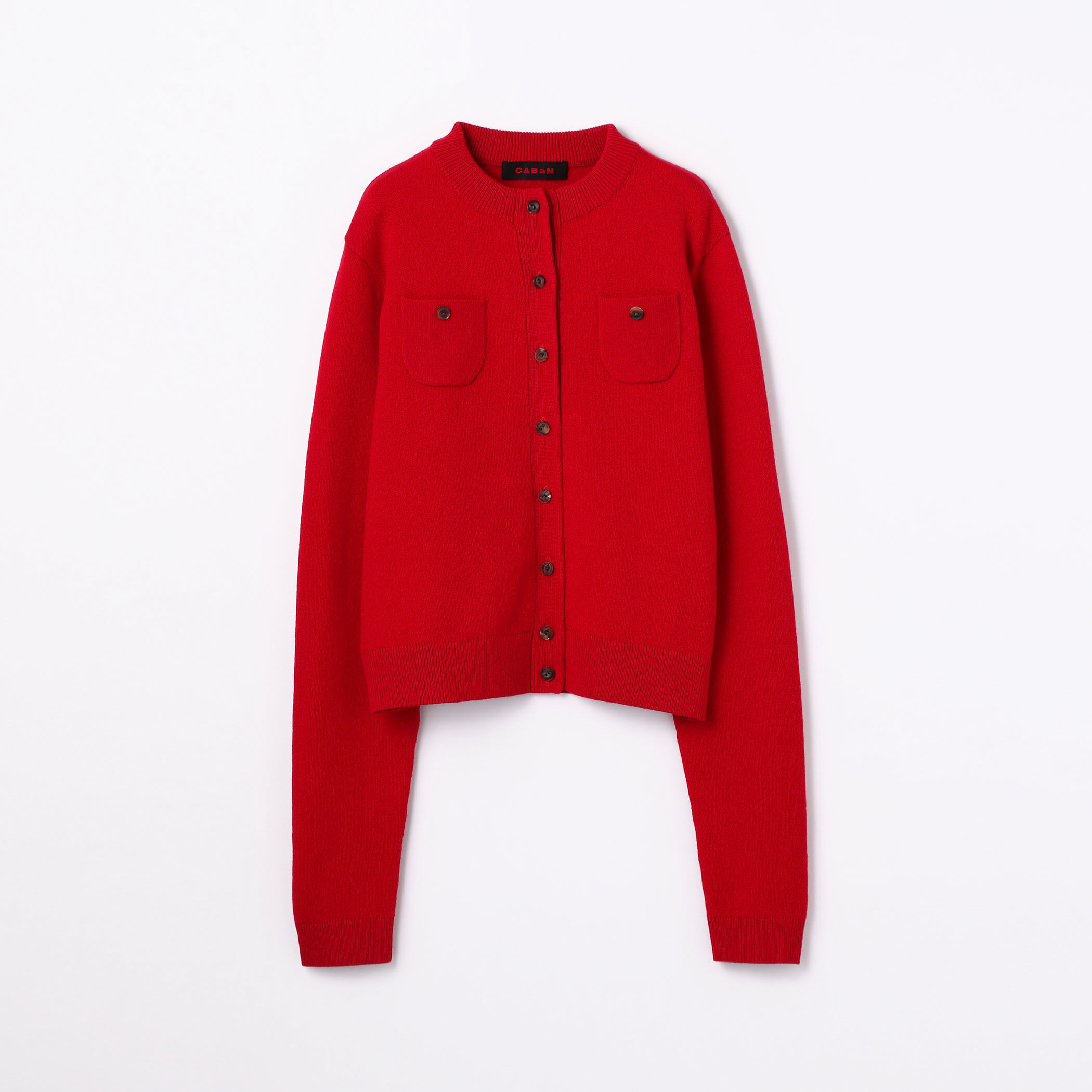 美品 キャバン ウールカシミヤクルーカーディガン S レッド 定番人気 ポケット □ウールカシミヤ クルーカーディガン｜トゥモローランド 公式通販