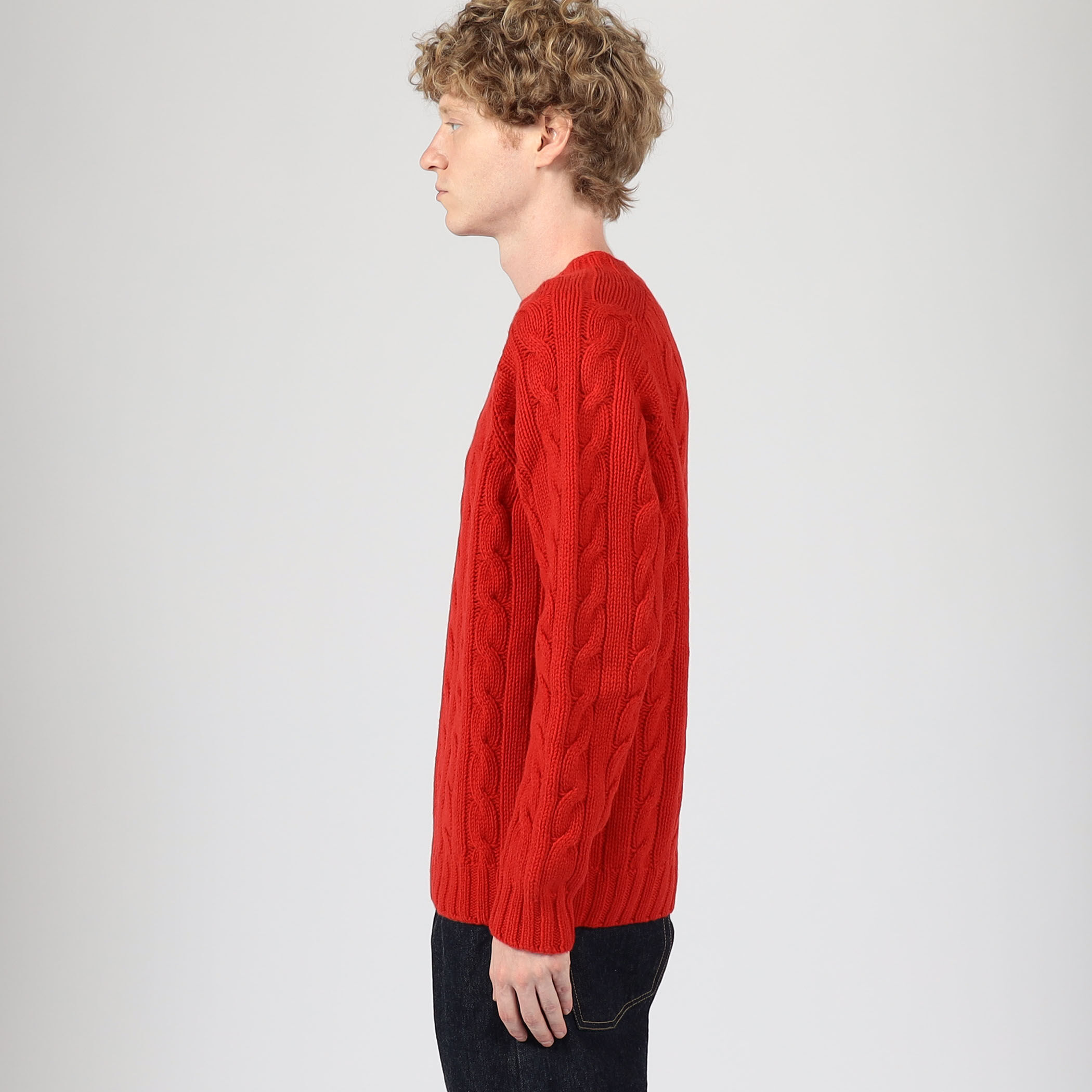 INVERALLAN ウールケーブル クルーネックプルオーバーニット