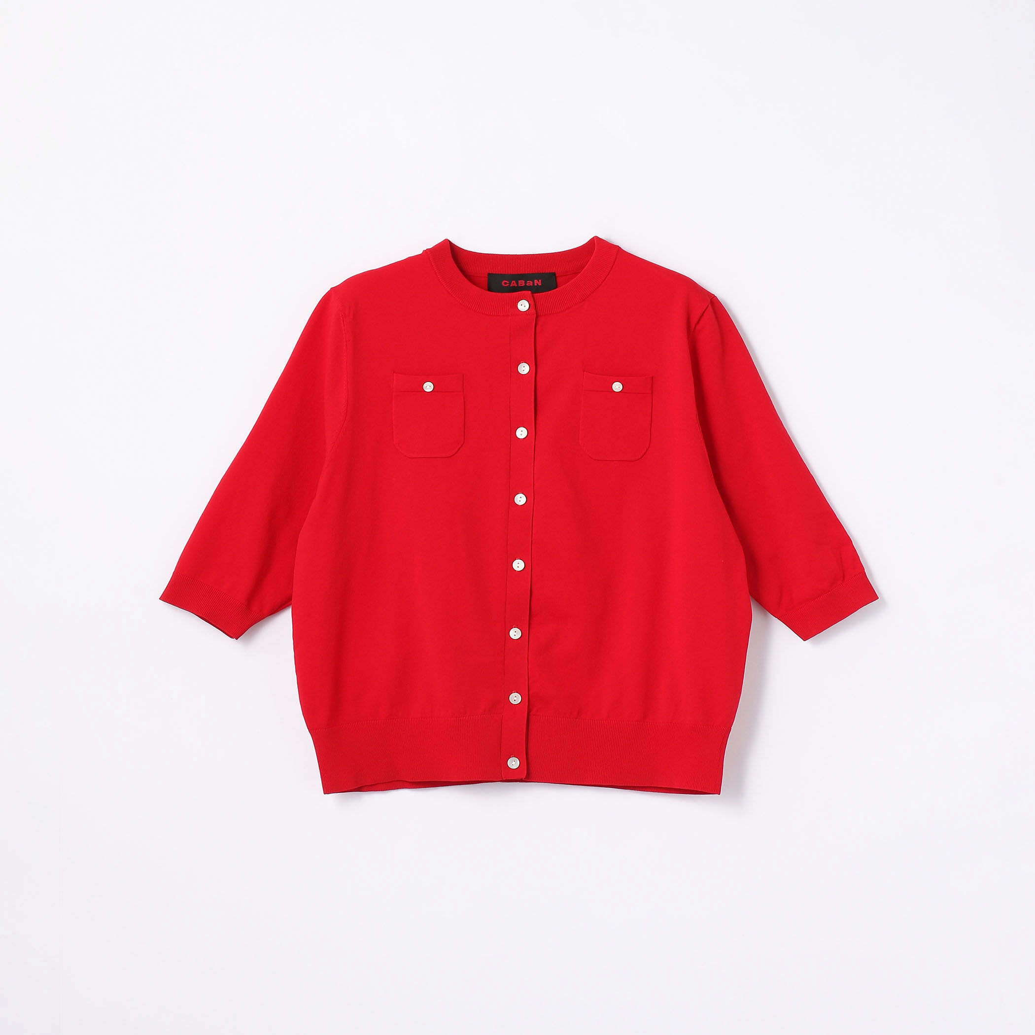 □ファインポリエステル ハーフスリーブポケットカーディガン