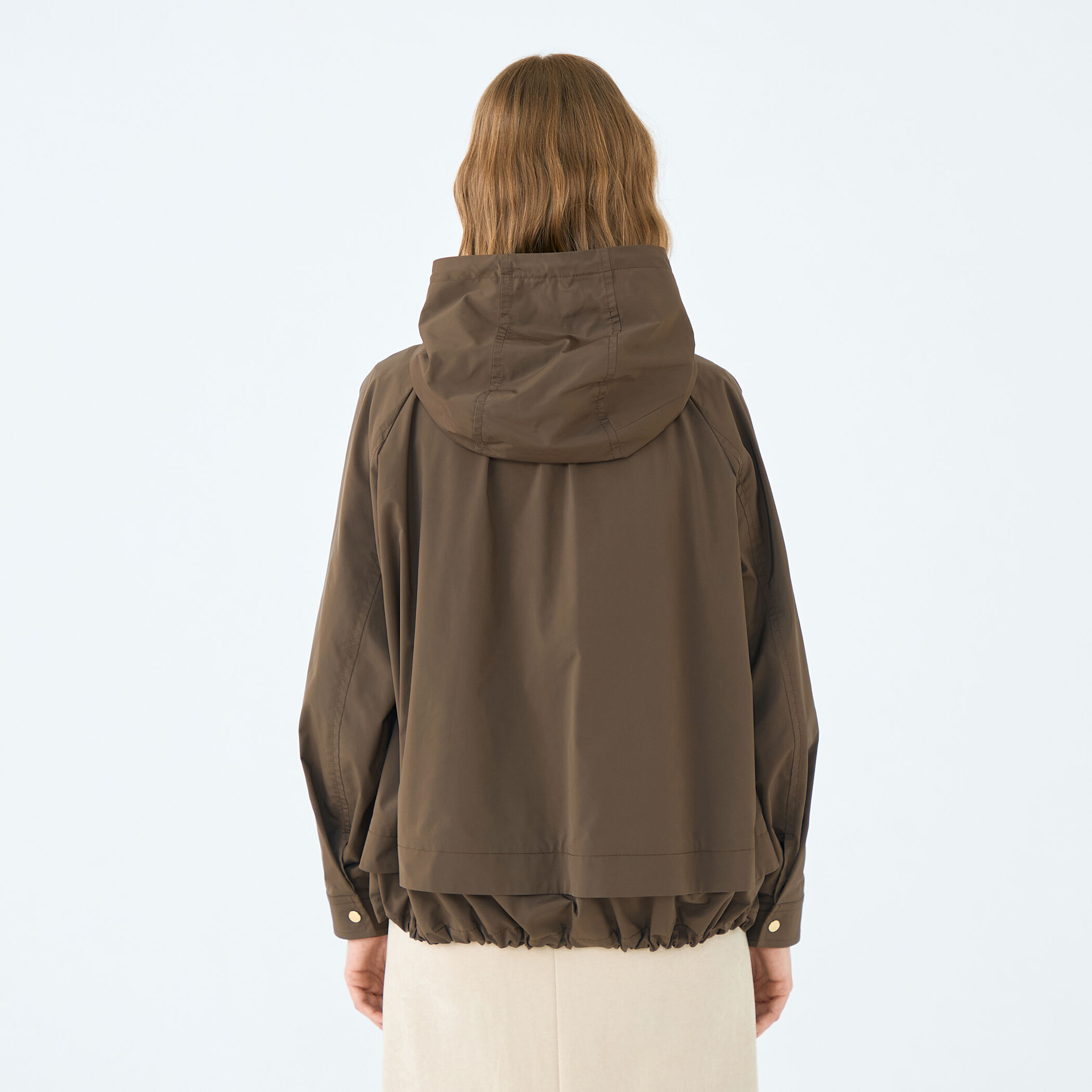 ハイカウントタフタ フーデッドショートコート