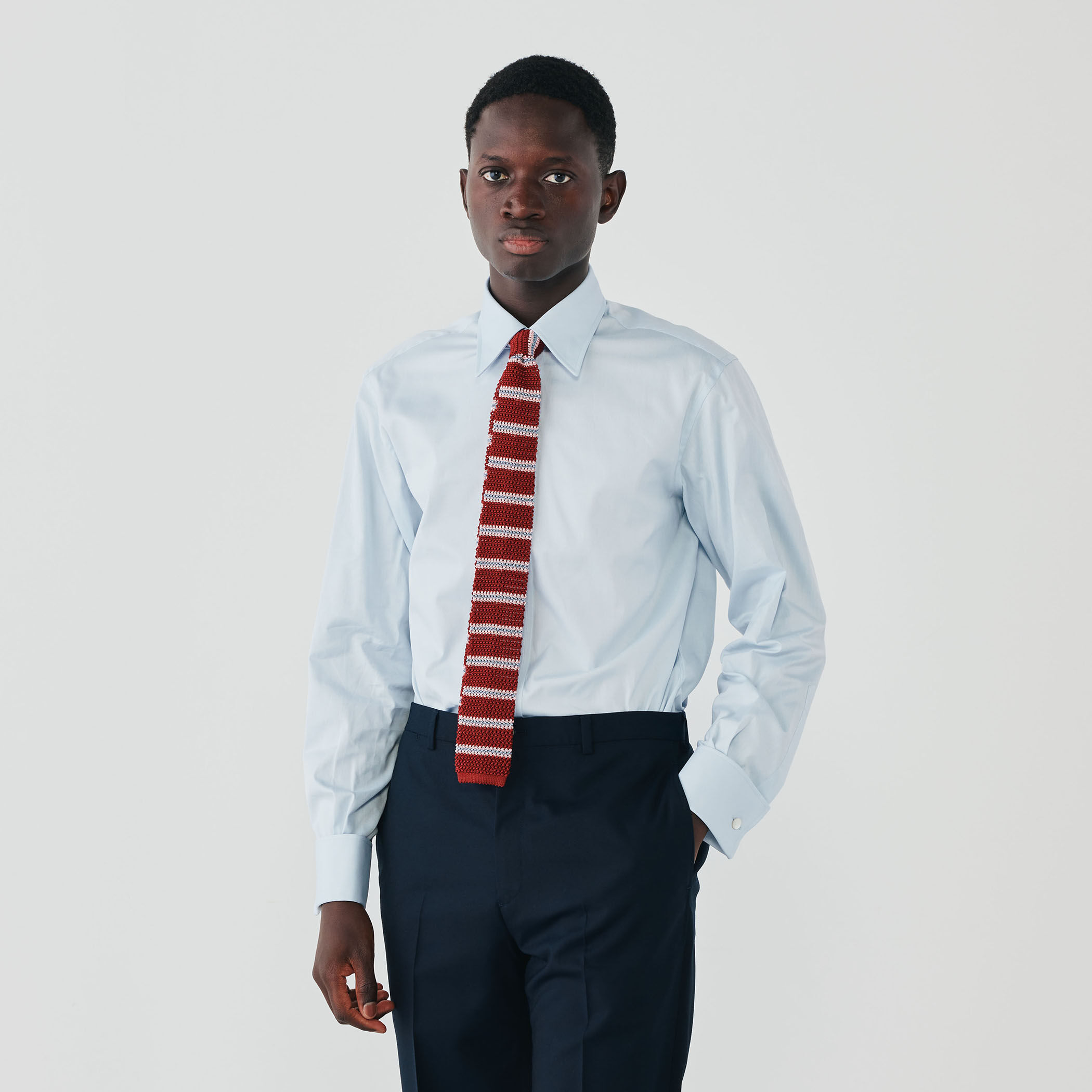 シルク ヘビーメッシュ レジメンタルボーダー ニットタイ