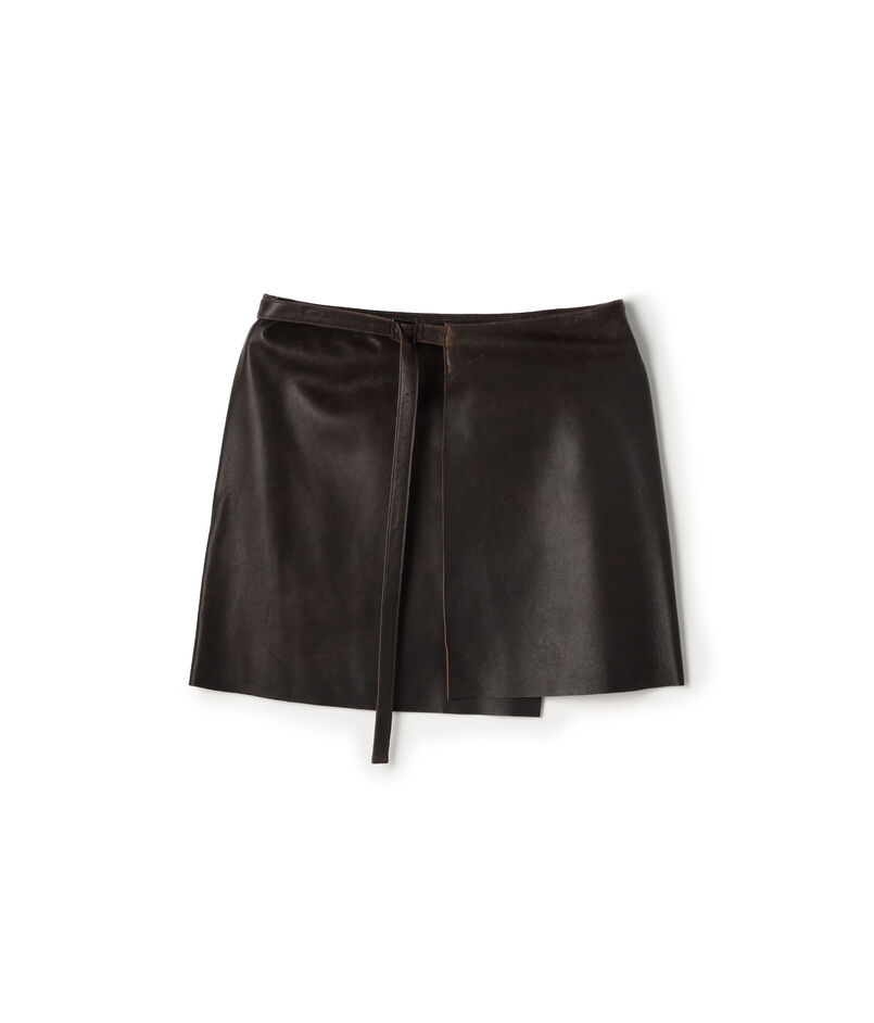 クラッシュレザー ラップミニスカート