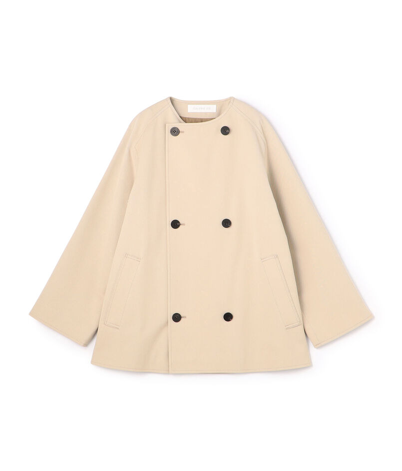 ■コットンウールギャバジン カラーレスショートコート