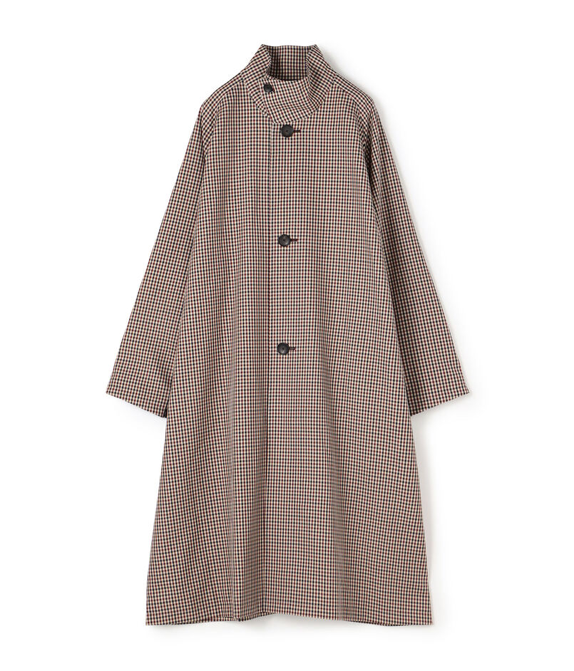 ウールギャバジン ガンクラブチェックスタンドカラーコート ウールギャバジン ガンクラブチェックスタンドカラーコート