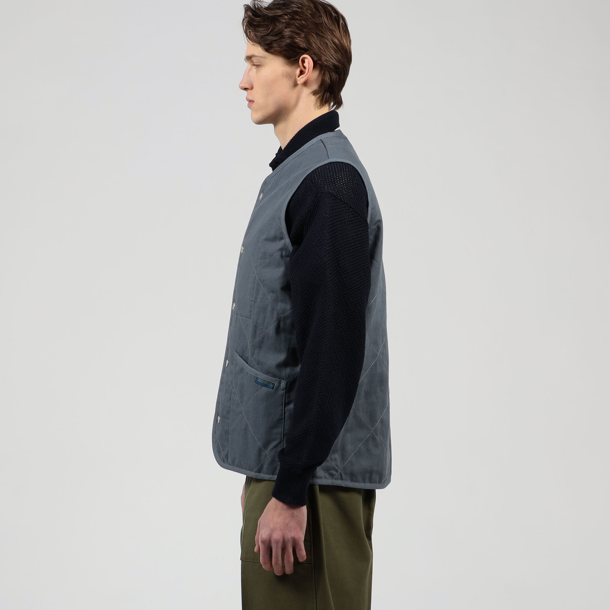別注】LAVENHAM UNWADDED THORNHAM リネンコットン キルティングベスト