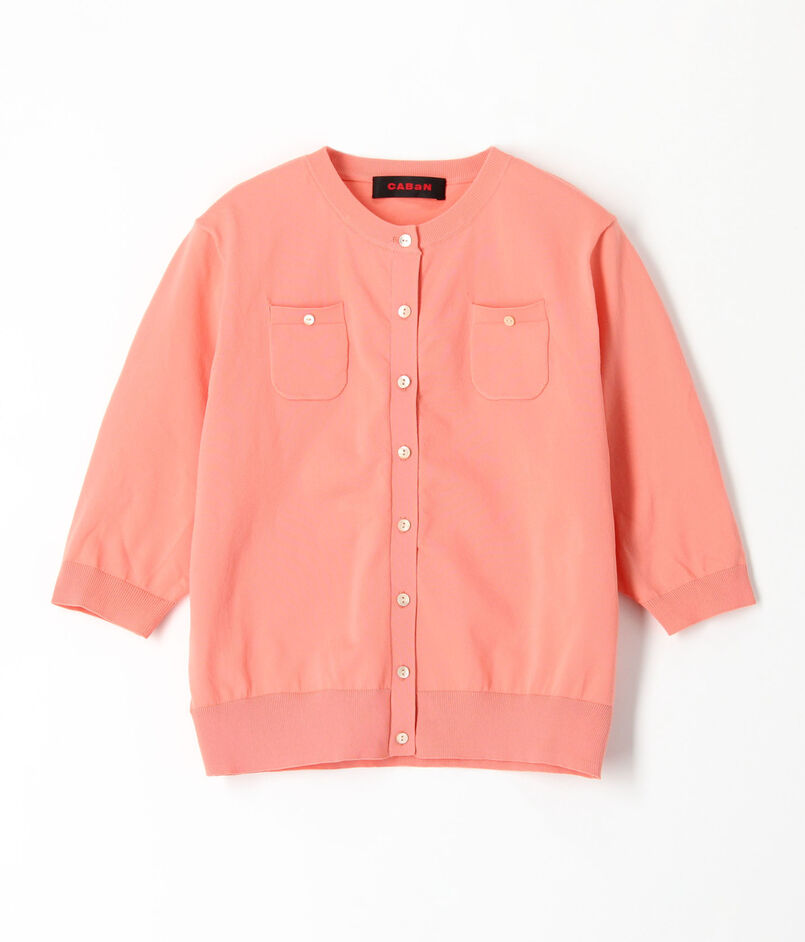 ファインポリエステル ハーフスリーブポケットカーディガン