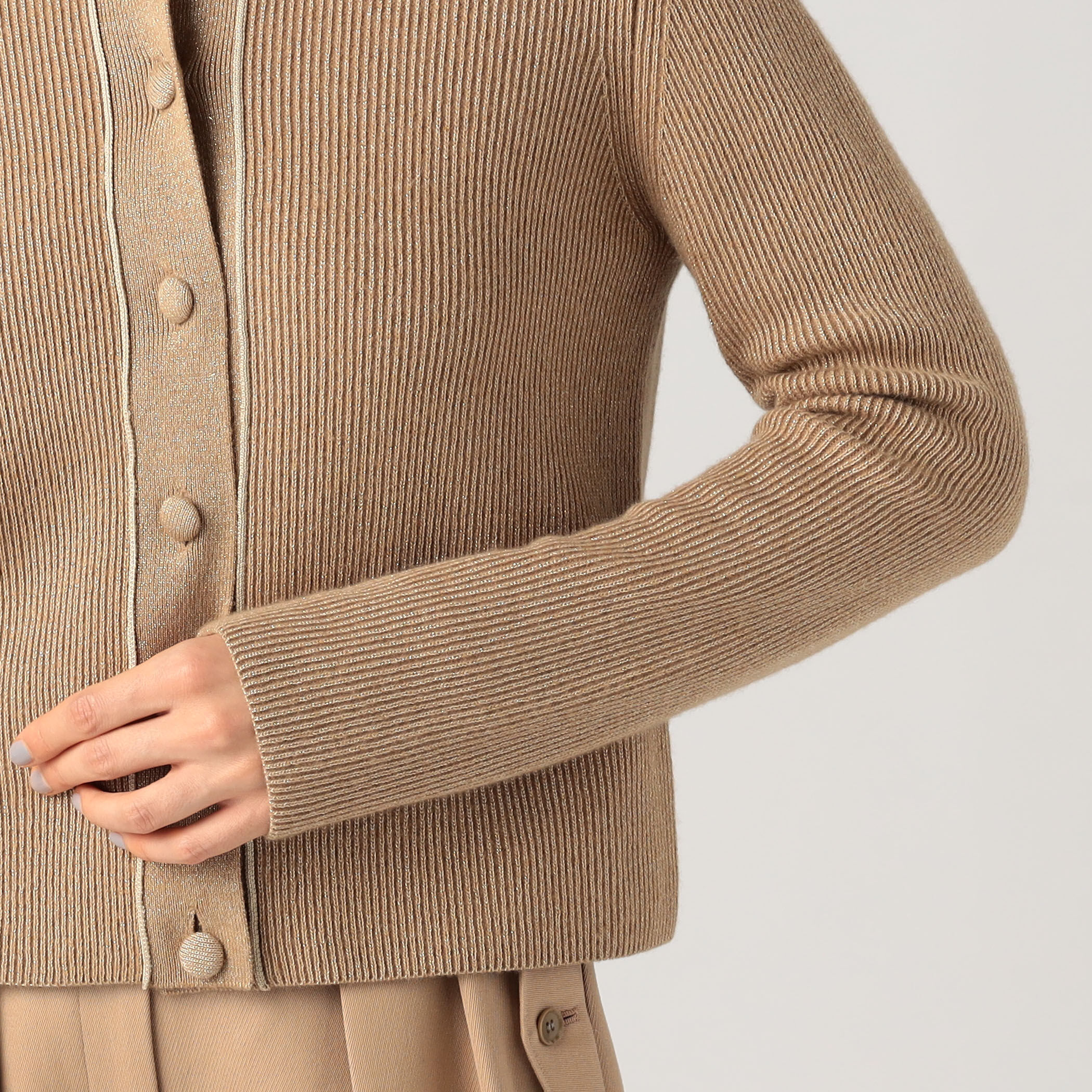 ラメウール フラットカラーニットカーディガン｜トゥモローランド 公式通販