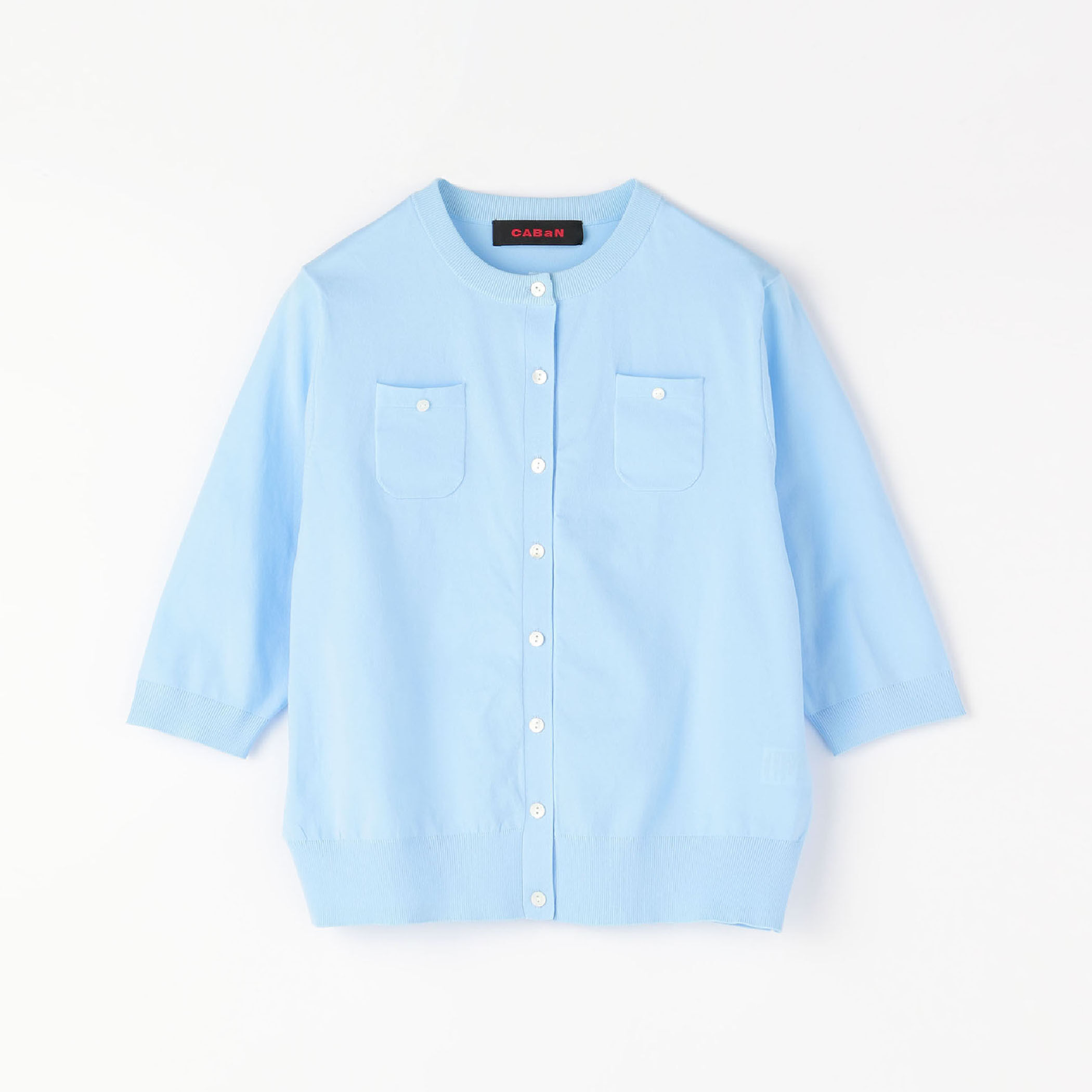 ファインポリエステル ハーフスリーブポケットカーディガン