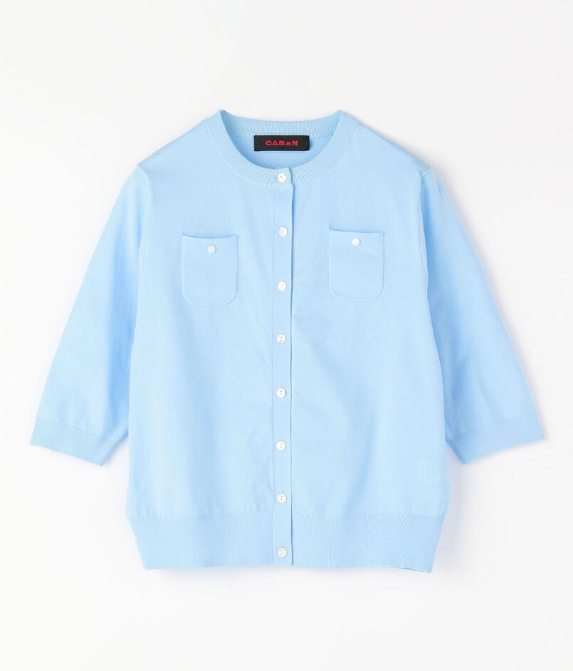 ファインポリエステル ハーフスリーブポケットカーディガン