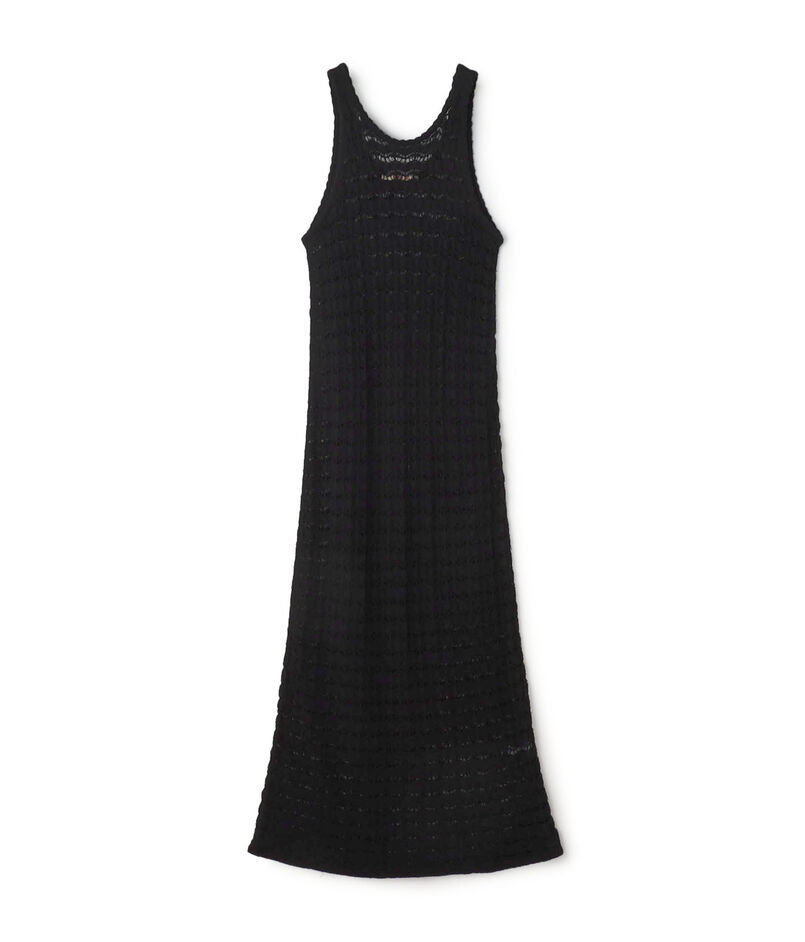 パイルレース ノースリーブロングドレス