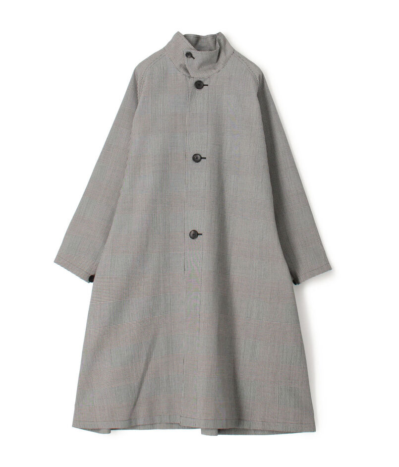 ウールギャバジン ガンクラブチェックスタンドカラーコート ウールギャバジン ガンクラブチェックスタンドカラーコート