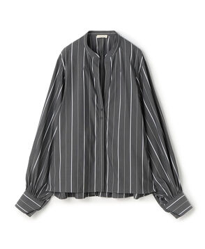 コットンストレッチポプリン ボリュームスリーブブラウス