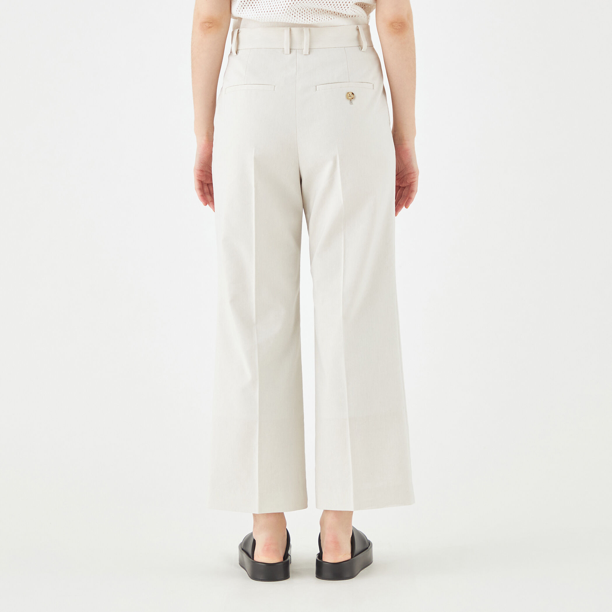 ★美品★MACPHEE クレマチスプリント　フレアパンツ レザーライク ワイドフレアパンツ｜トゥモローランド 公式通販