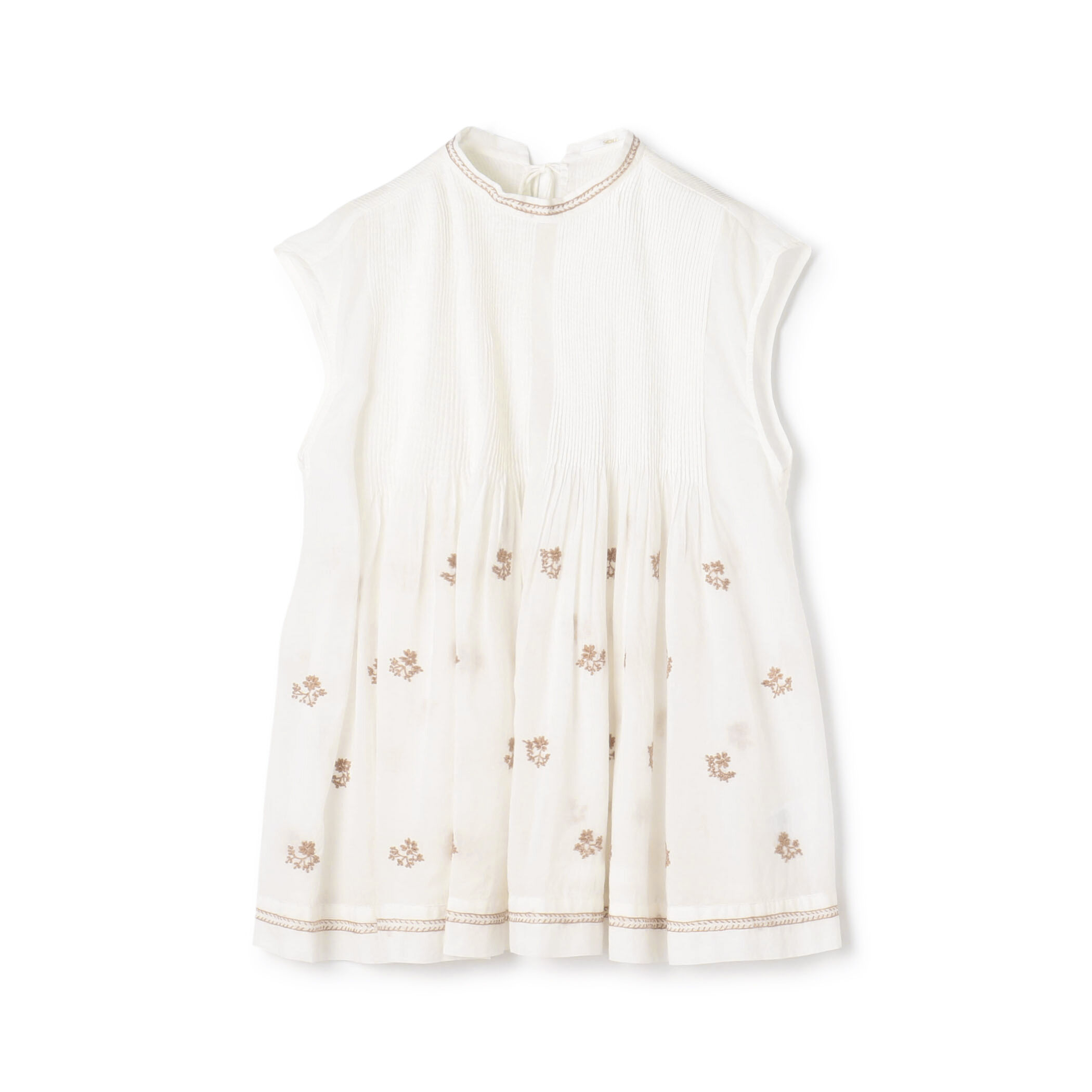 コットンボイルエンブロイダリー ピンタックブラウス