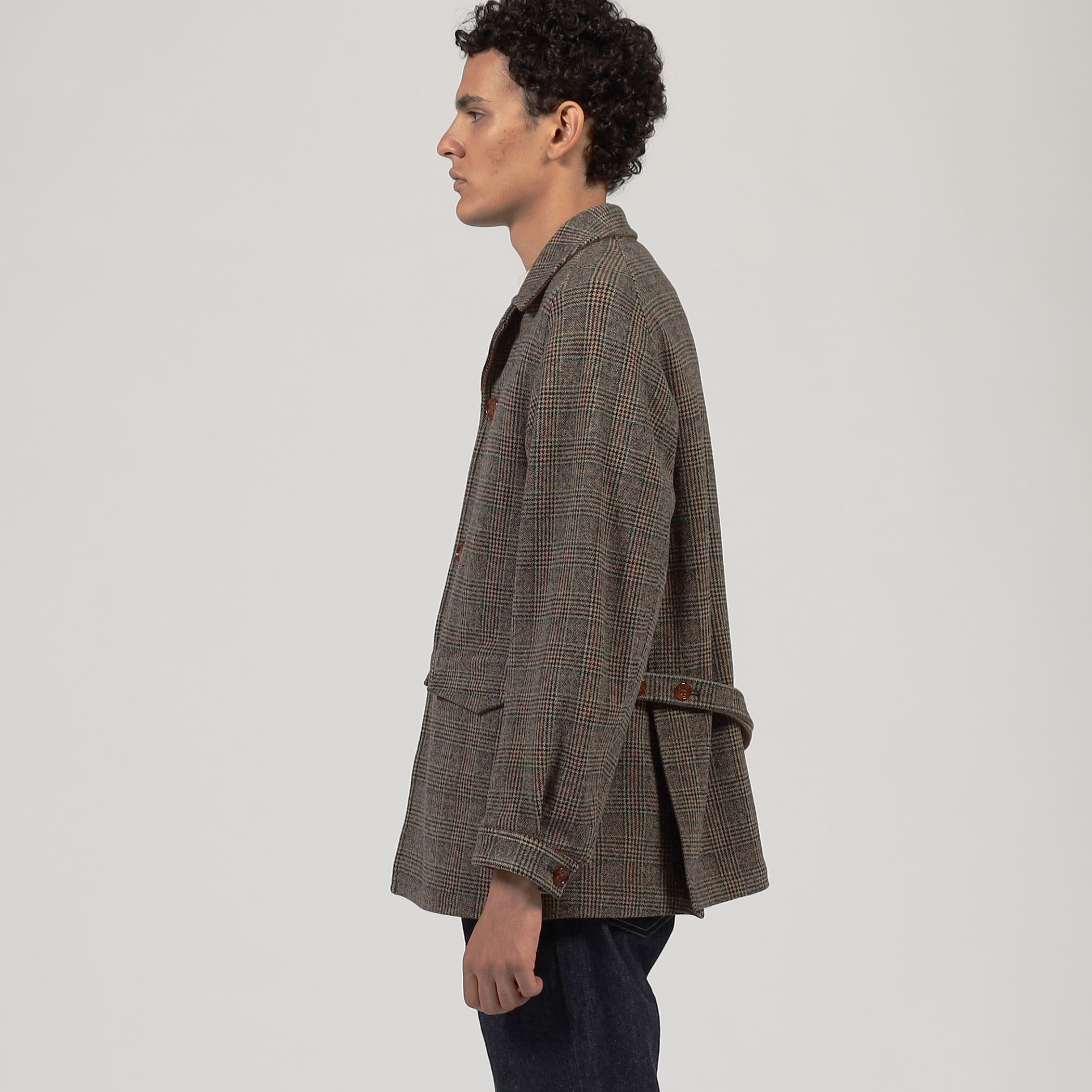 ウールナイロンポリウレタン 2WAYストレッチ ハーフコート