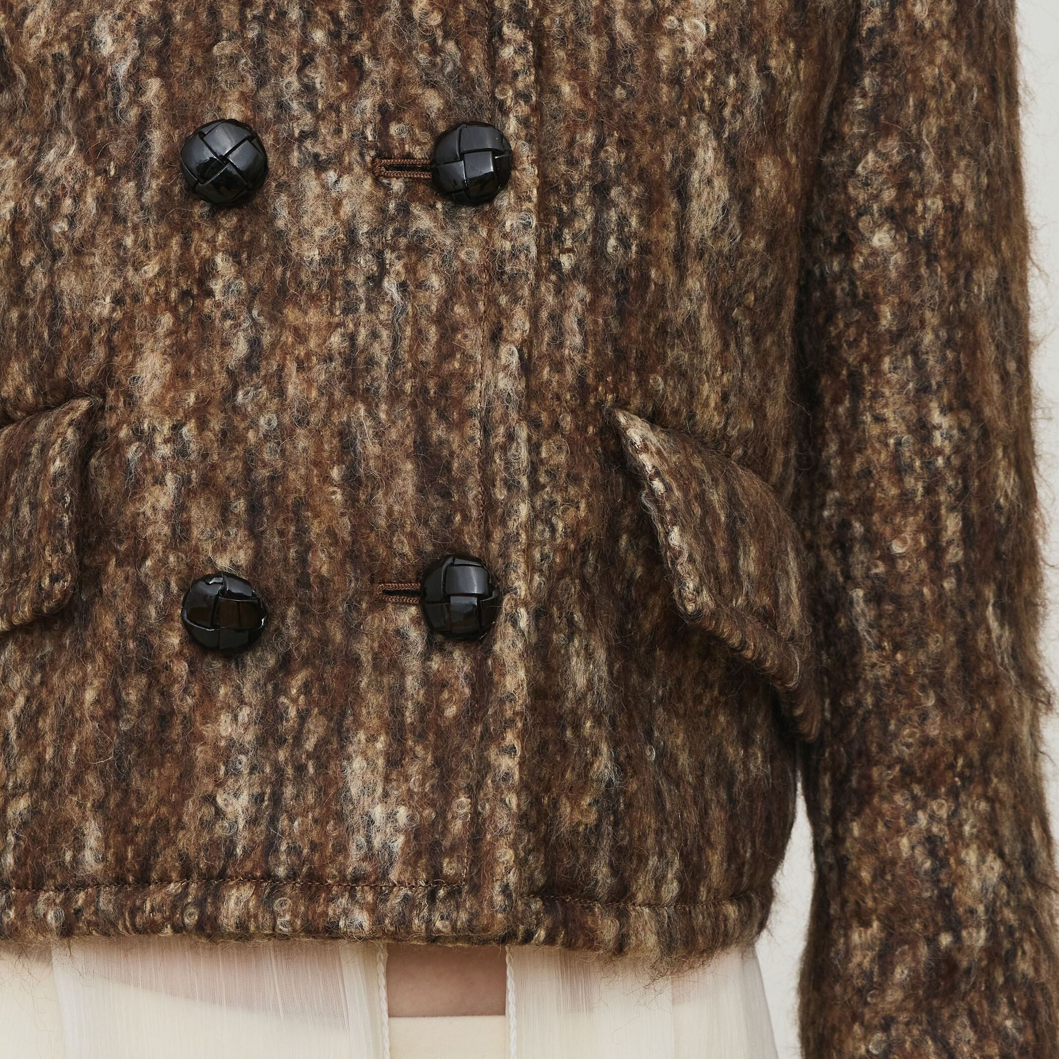 ループヤーンツイード ダブルブレスレッド ノーカラージャケット