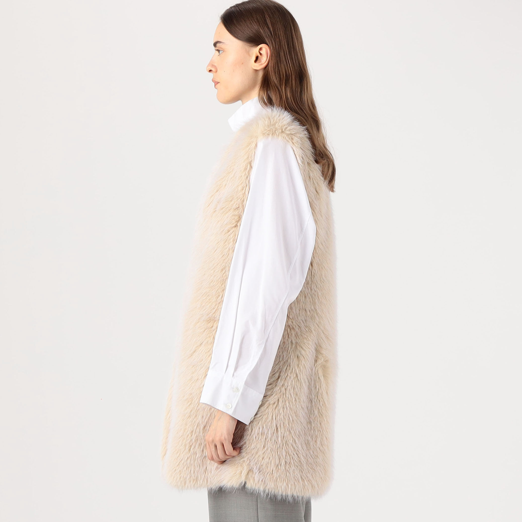 Herno グレー ファー付きショール Herno グレー ファー付きショール