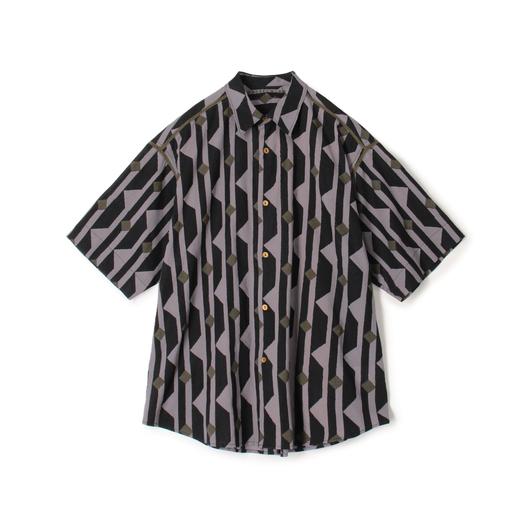 インド コットン ブロックプリント ハーフスリーブシャツ