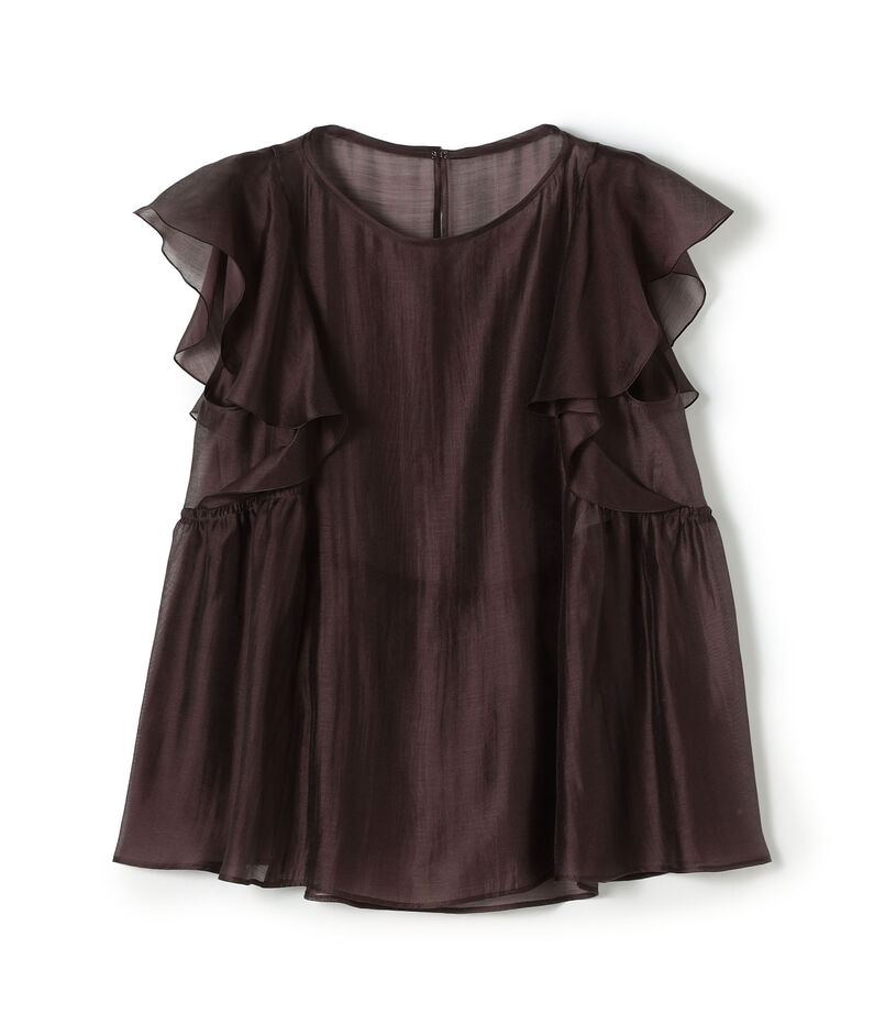 【WEB先行予約】セルロースポリエステルオーガンジー フレアスリーブブラウス