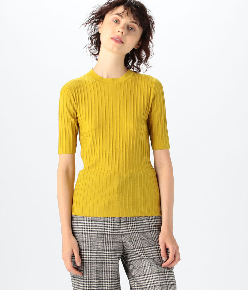 カシミヤシルクリブ ハーフスリーブプルオーバー