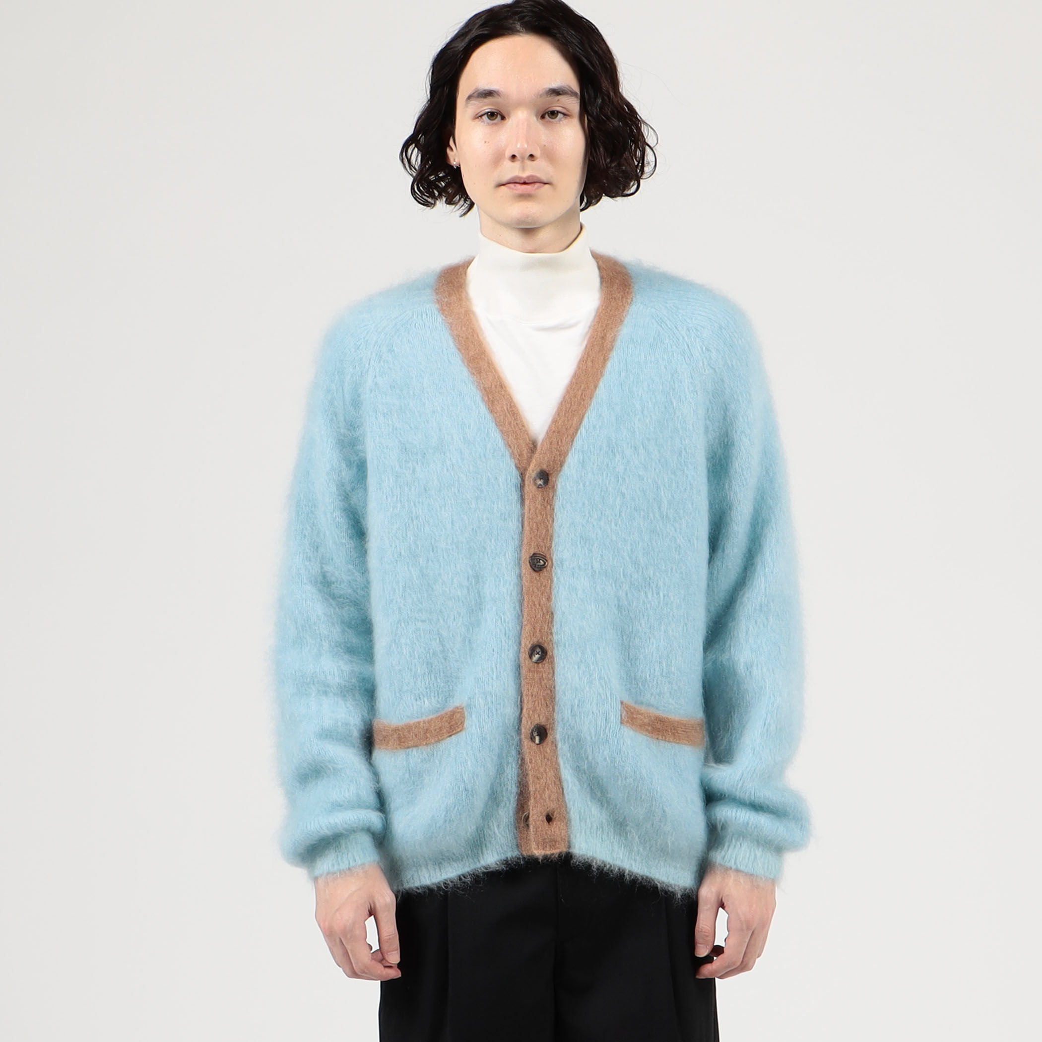 □CABaN モヘヤ Vネックバイカラーカーディガン｜トゥモローランド