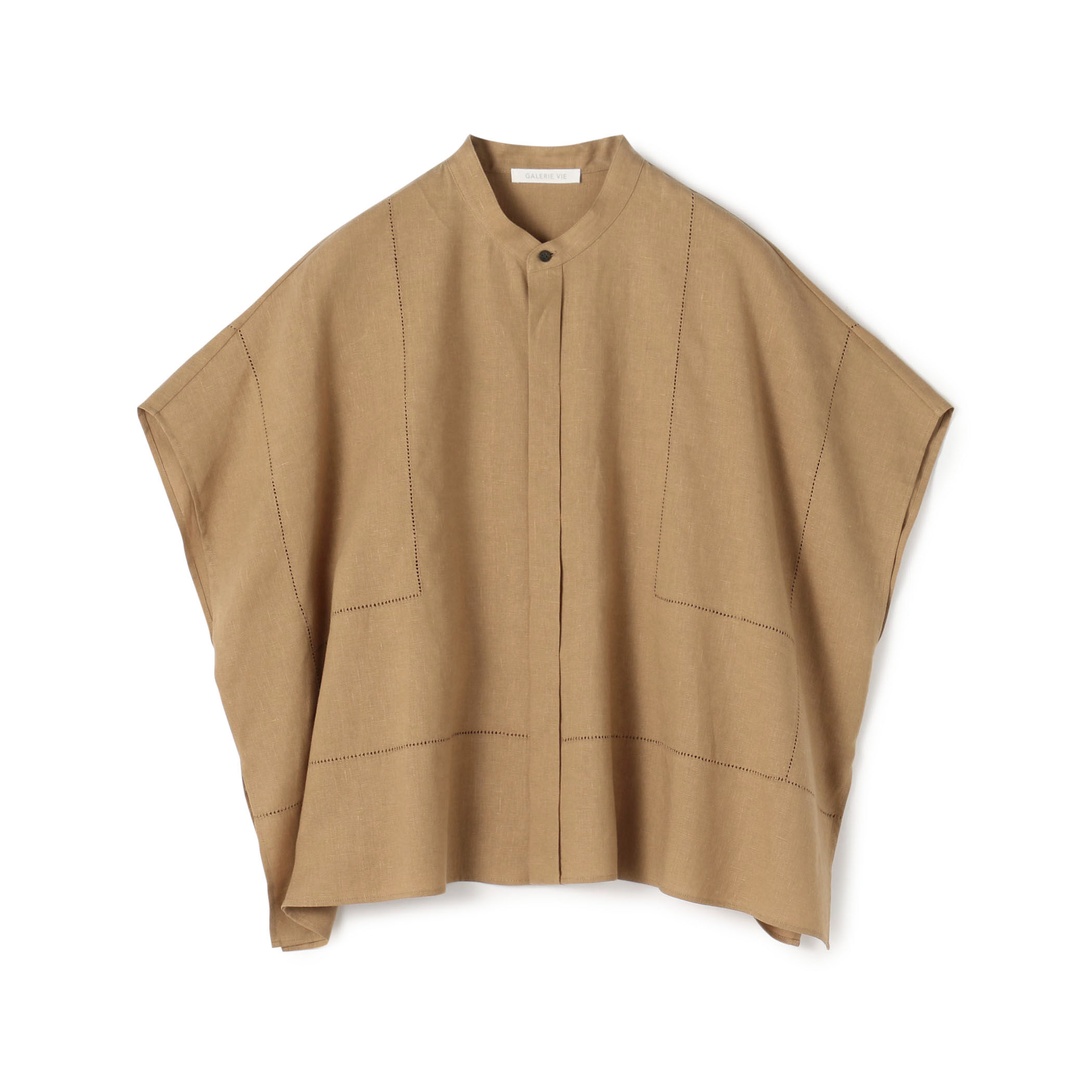 登場! WEB先行予約】フレンチリネン スタンドカラーシャツ トップス