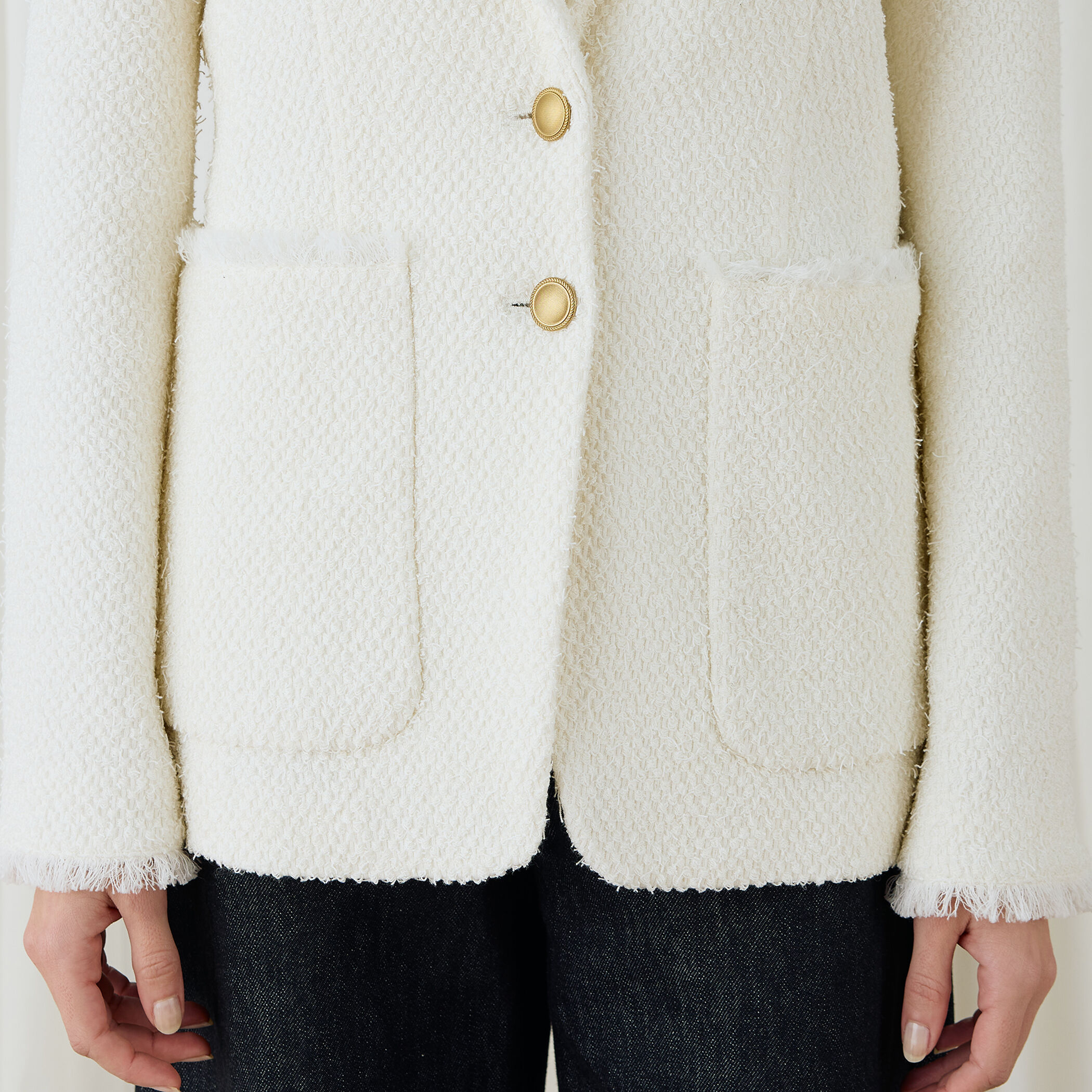 ツイストヤーンツイード ショールカラージャケット｜トゥモローランド