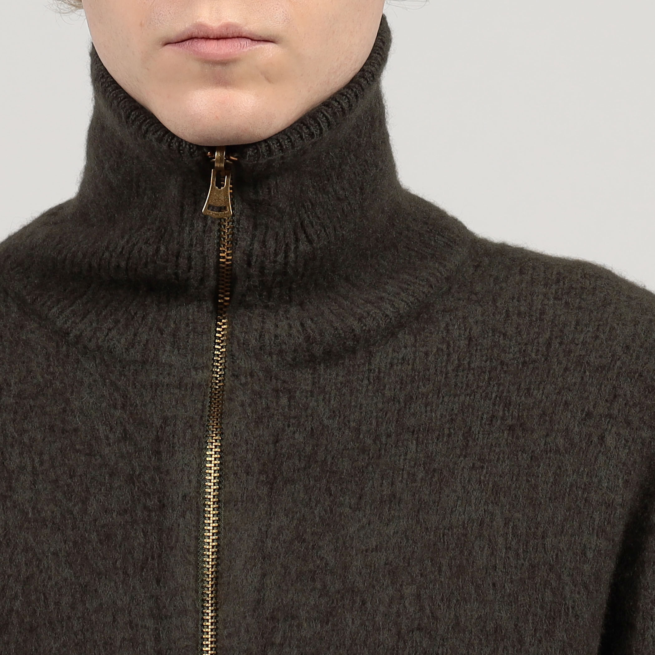 ウール カシミヤ シルク ジップアップ ニットブルゾン