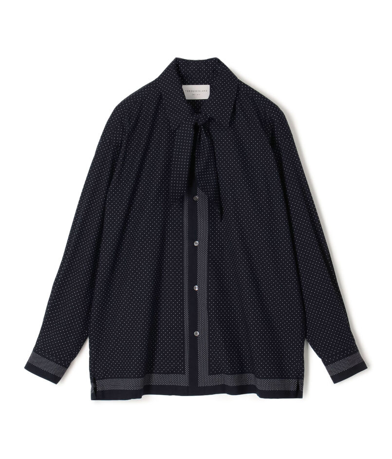 コットンレーヨン スカーフプリント ロングスリーブシャツ