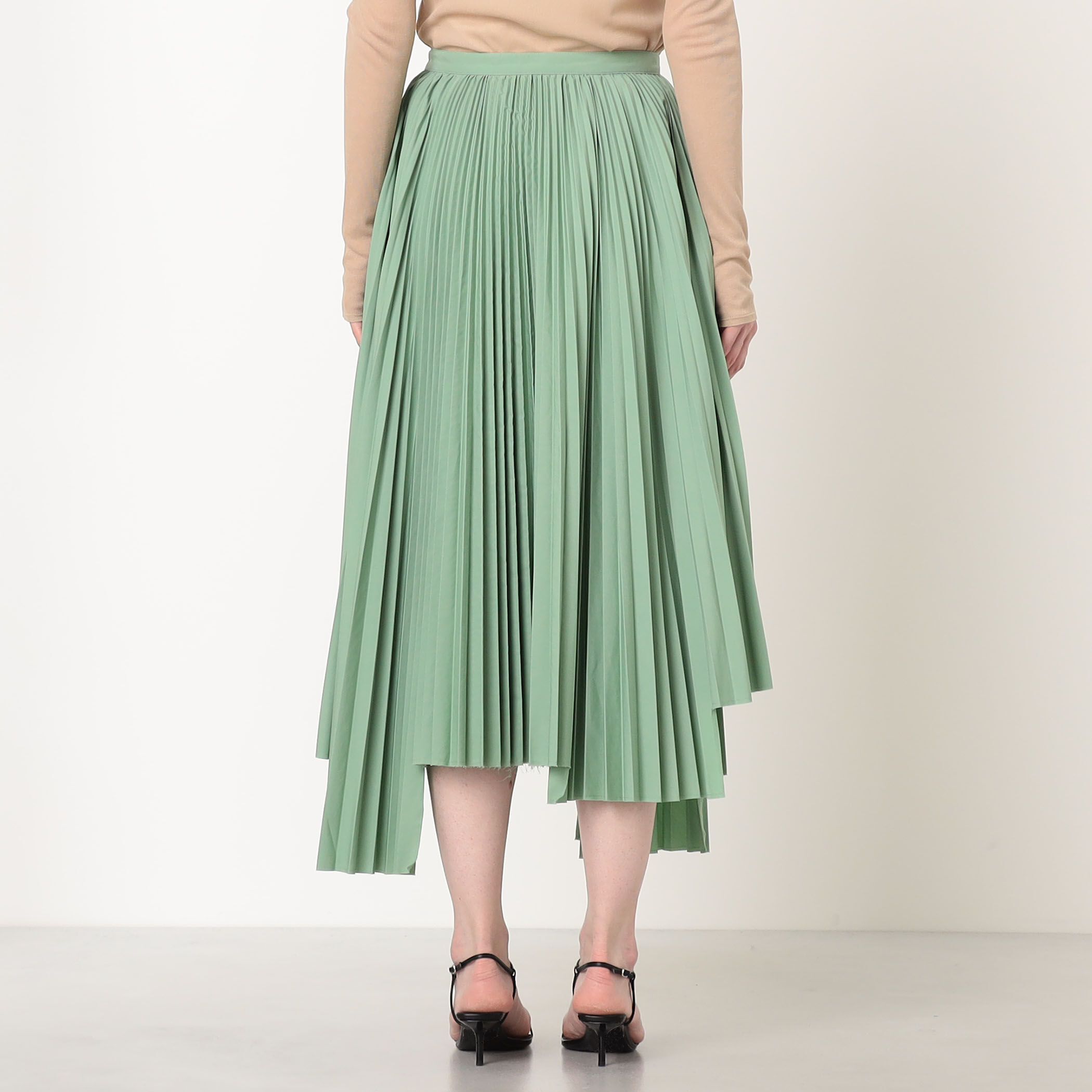 PLAN C PLEATED LONG SKIRT アシンメトリー プリーツスカート