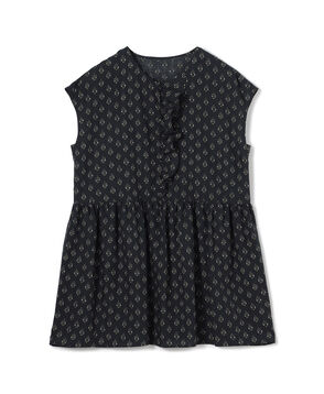 Rayon print Asymmetric Frill Blouse