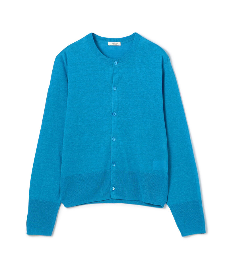 プレーンリネン クルーネックカーディガン