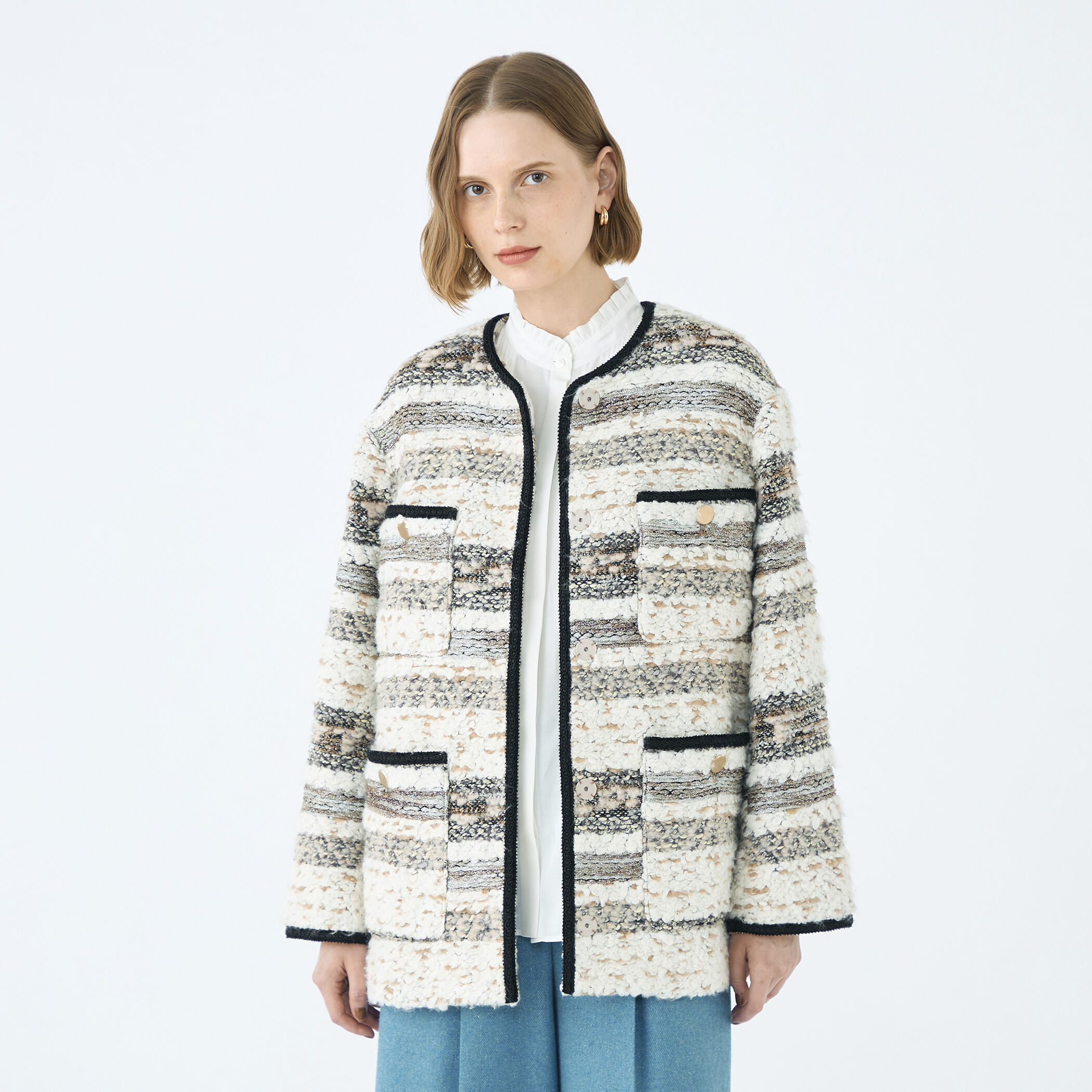 ボーダーツイード ショートコート｜トゥモローランド 公式通販