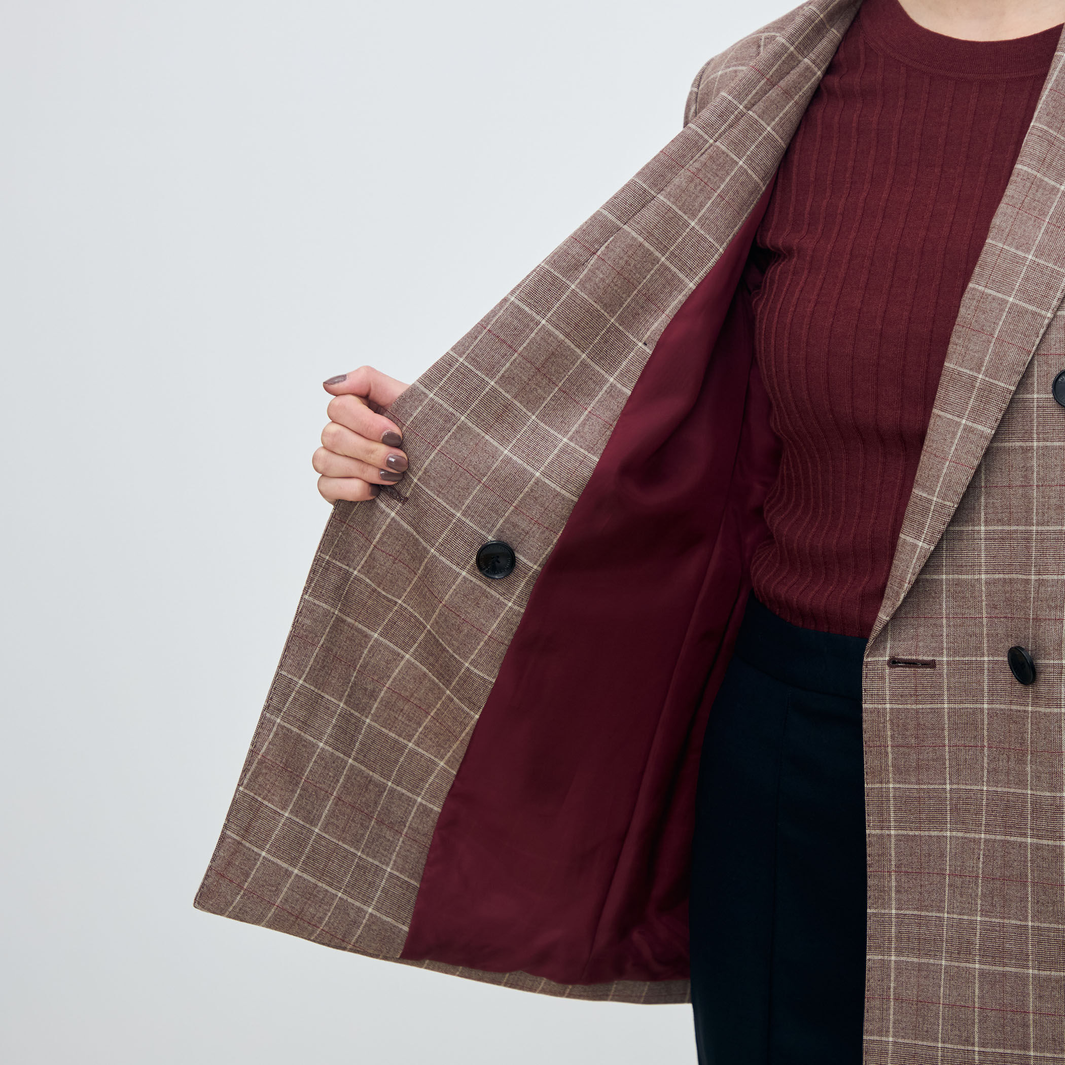 バーガンディウィンドウ ダブルブレストジャケット｜トゥモローランド