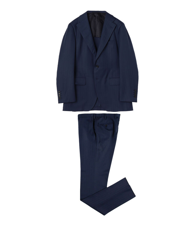 〈MORE10%OFF対象〉ウールツイル ヘリンボーン シングルブレステッド2Bスーツ Delfino
