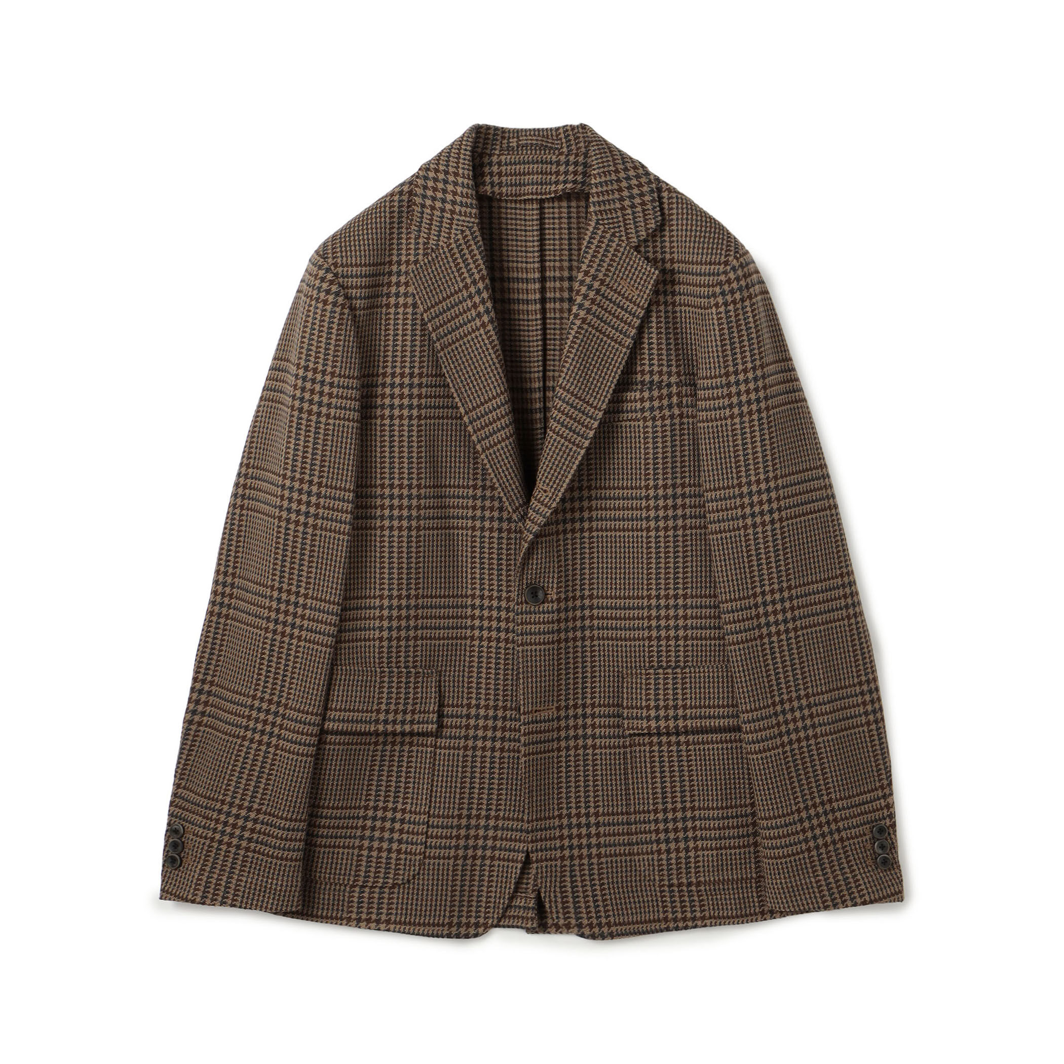 out of trad/テーラードジャケット/3/ウール/ブラウン/チェック ウールコットン シングルブレステッド3Bジャケット SONDRIO
