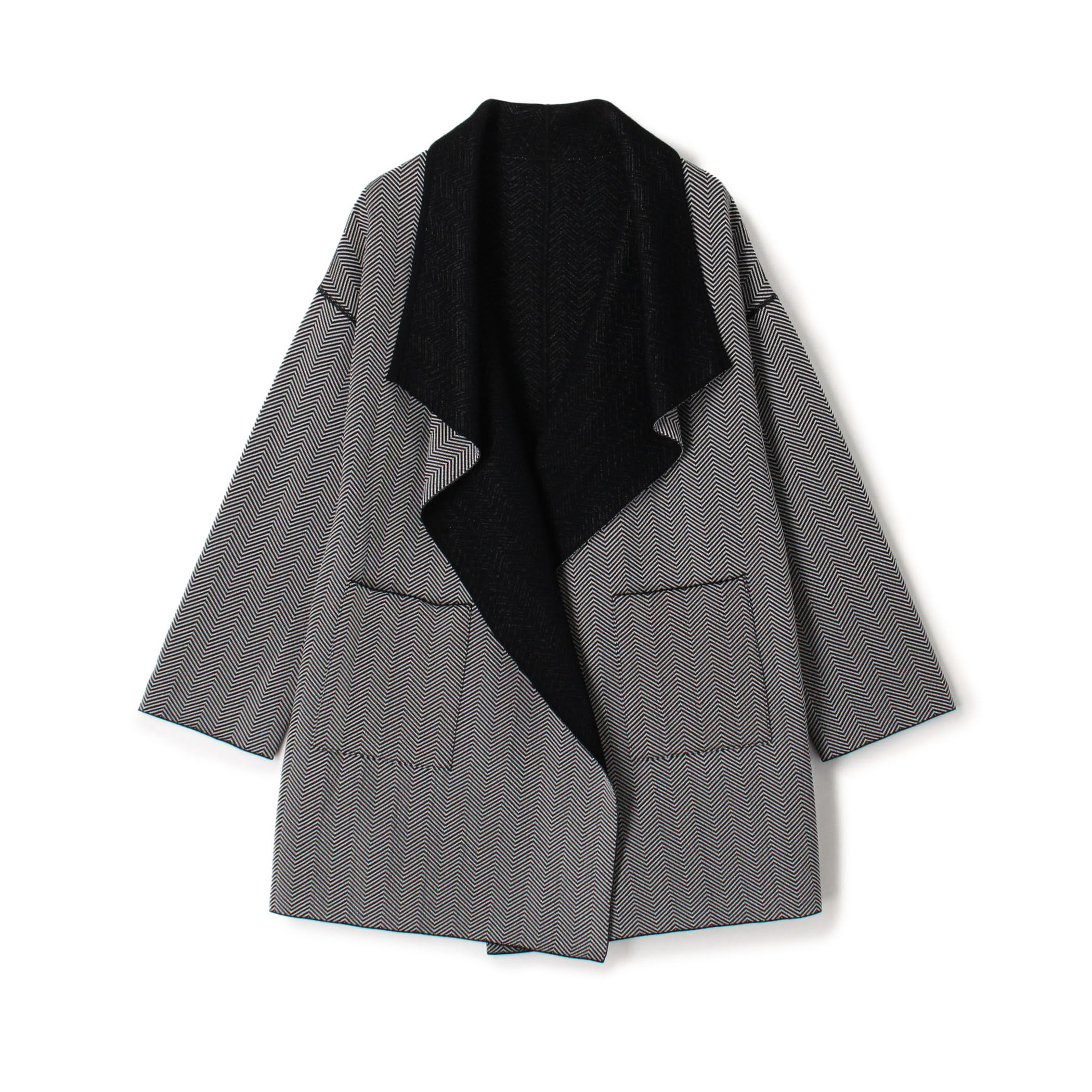 ヘリンボーンダブルフェイス トライアングルカラーコート